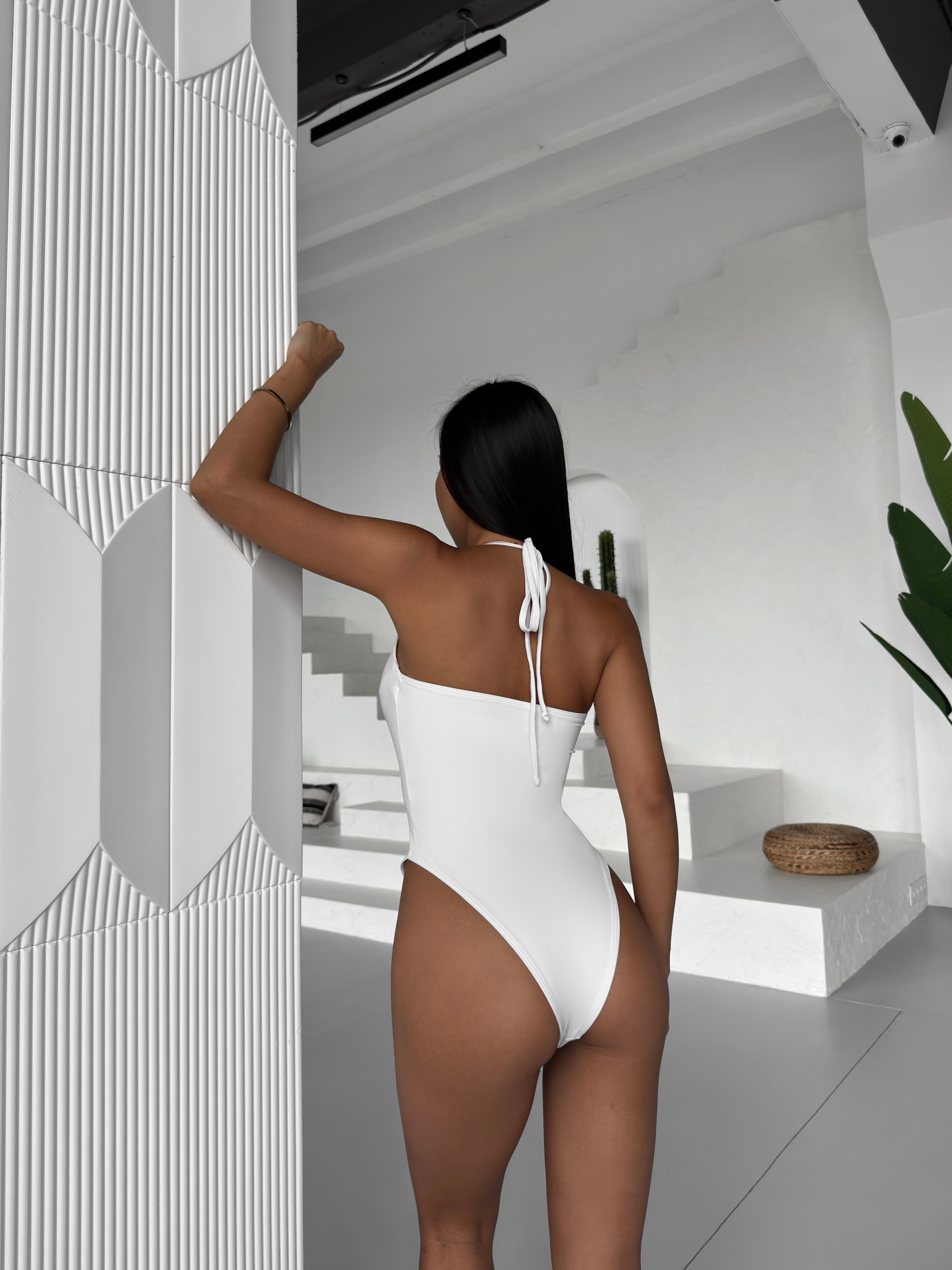 Bora Bora Cut Out Front Halter One Piece in White