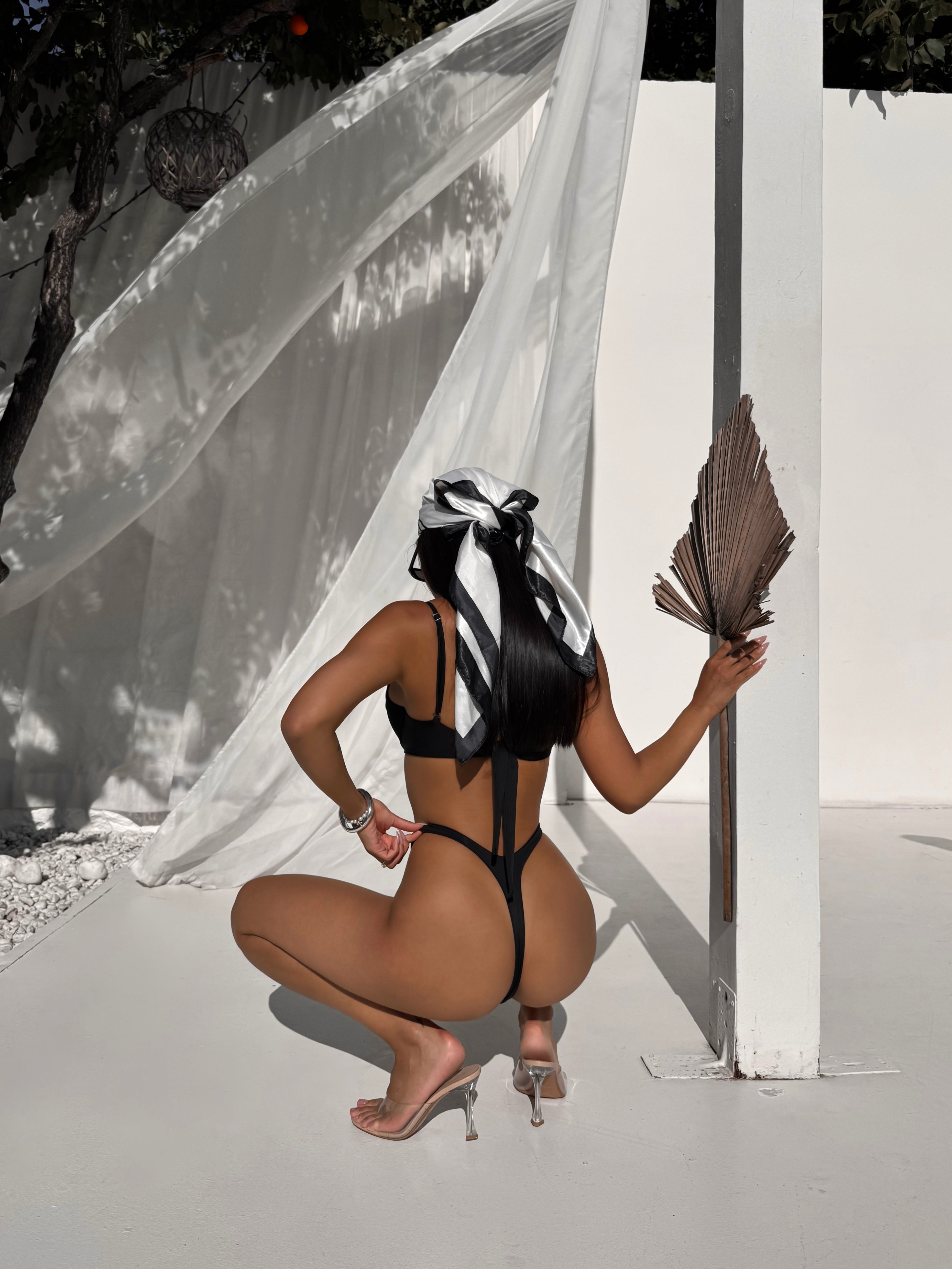 Lexie Balconette V Shaped Thong Bikini Set in Black