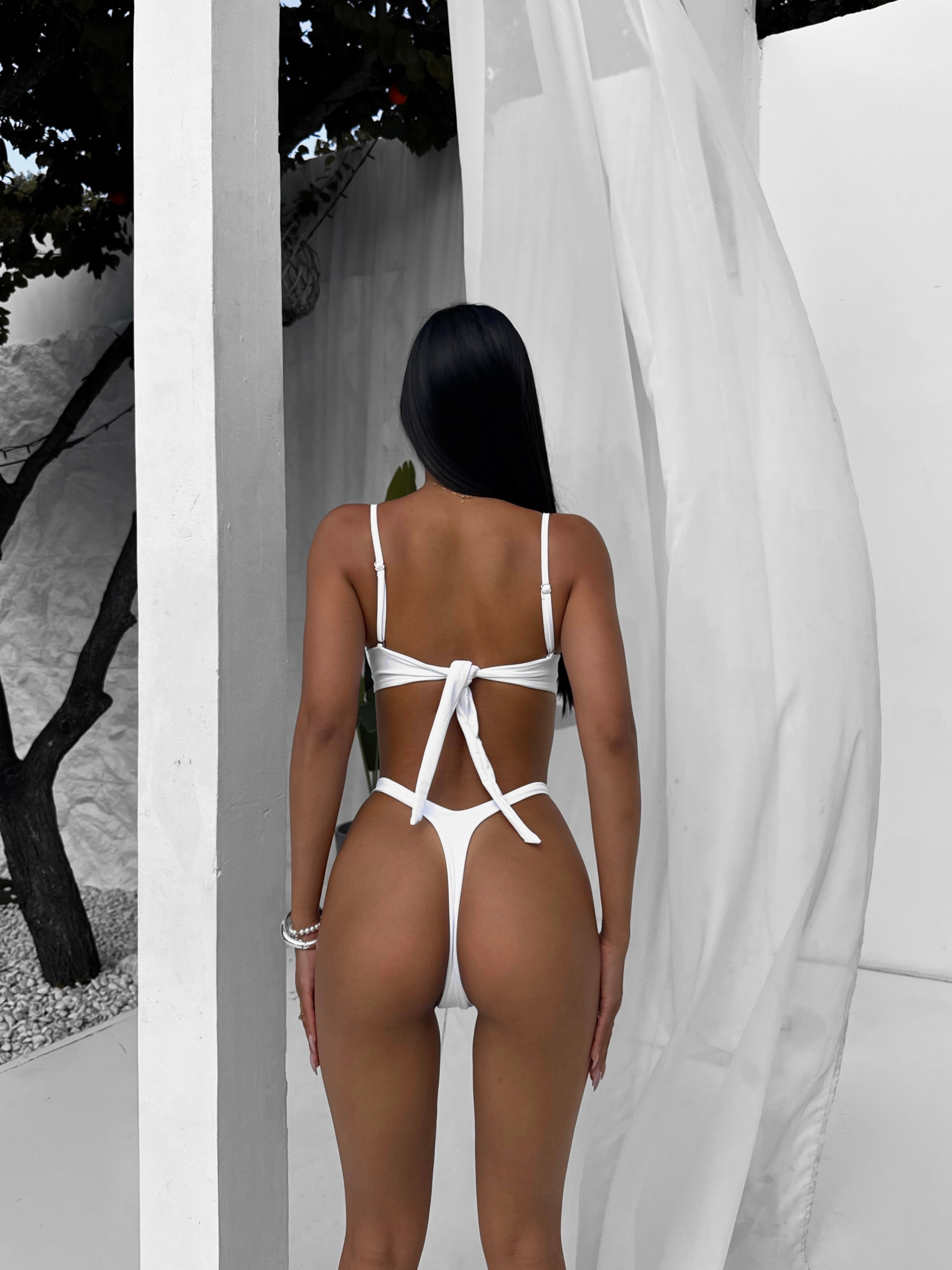 Lexie Balconette V Shaped Thong Bikini Set in White