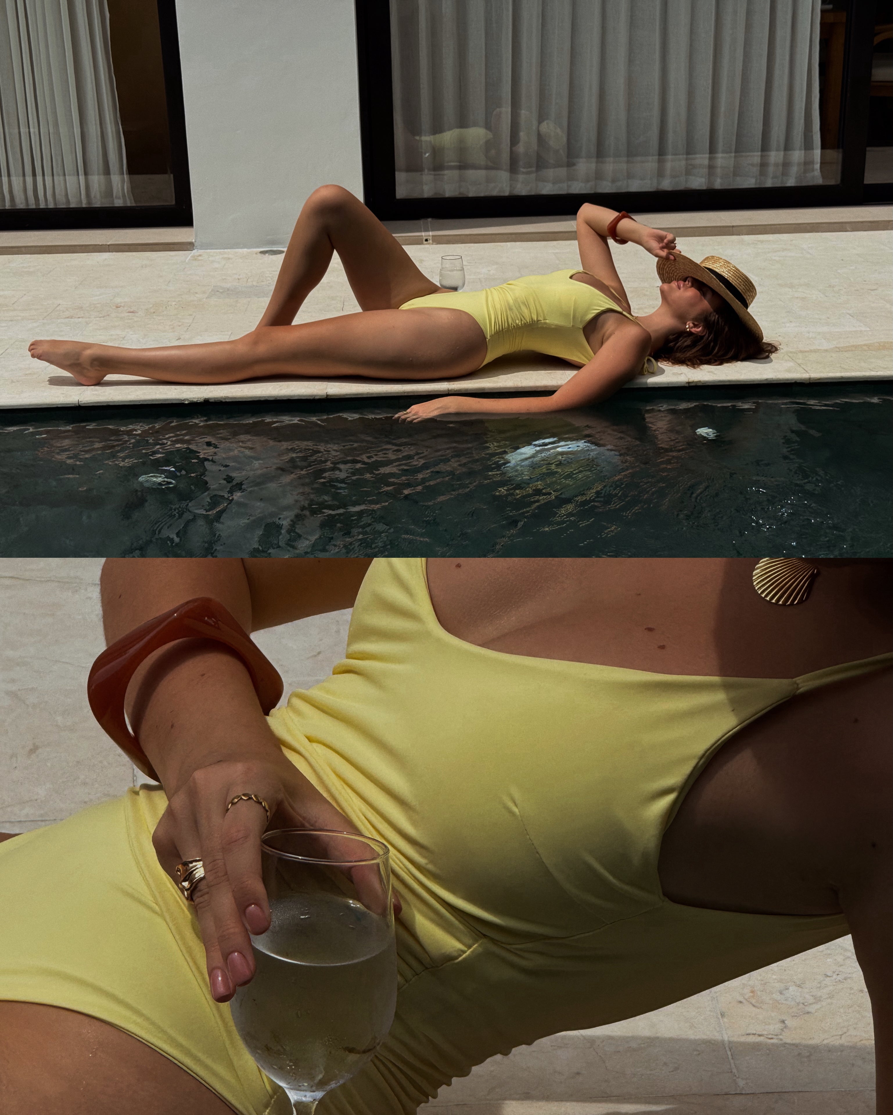 Sahara Plunge Shoulder Tie One Piece in Yellow