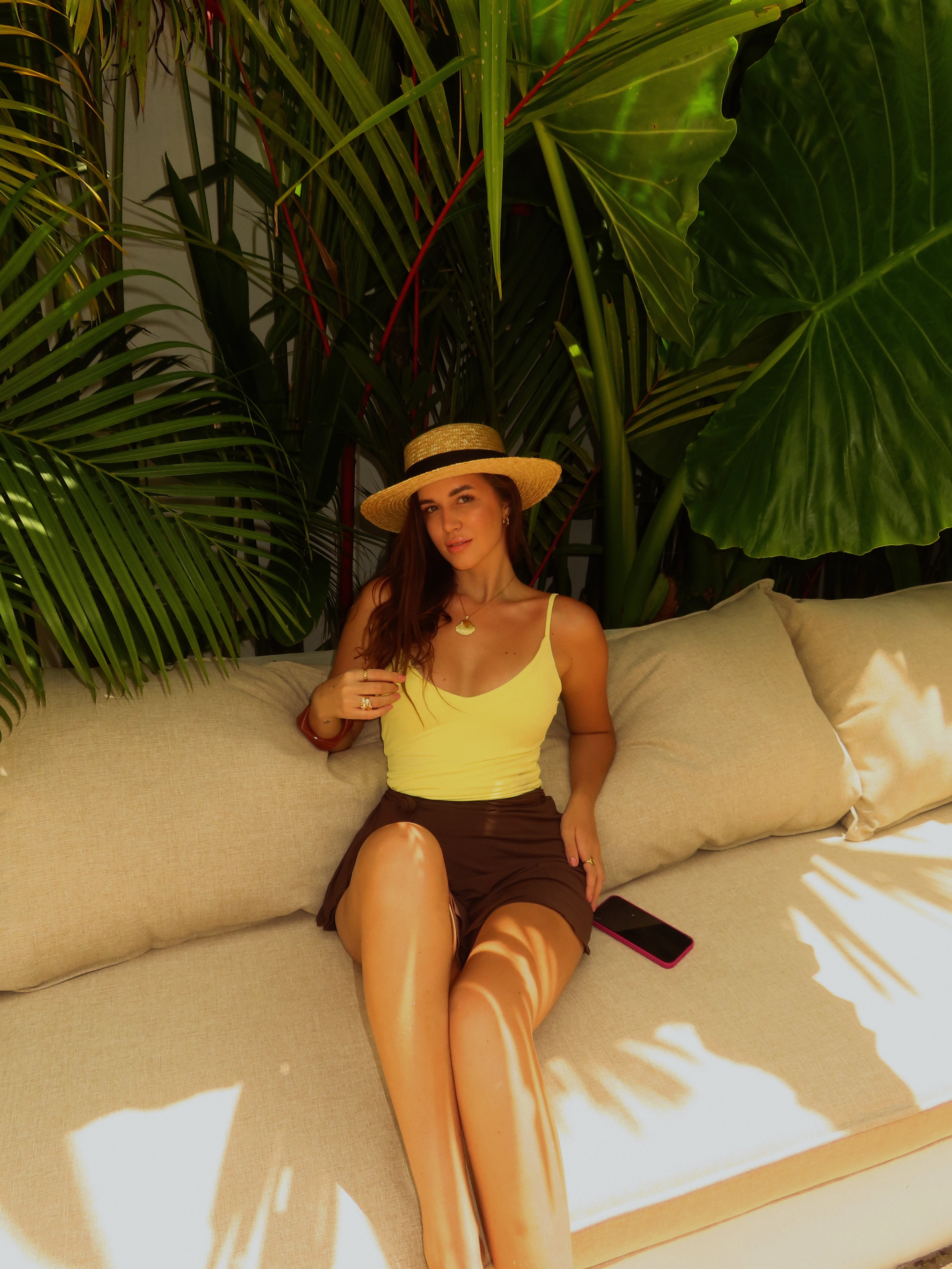 Sahara Plunge Shoulder Tie One Piece in Yellow