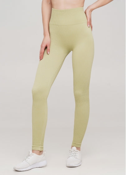 Seamless Ribbed Scrunch Leggings in Light Olive