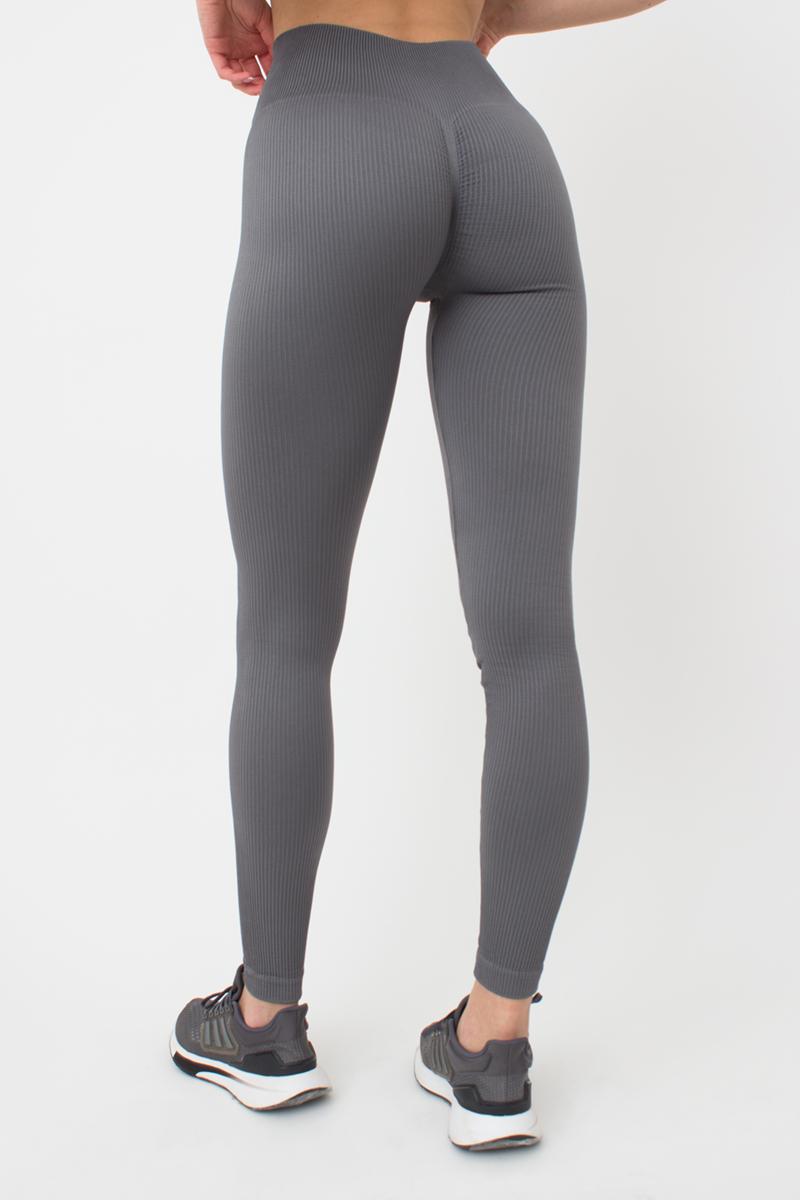 Seamless Ribbed Scrunch Leggings in Dark Gray