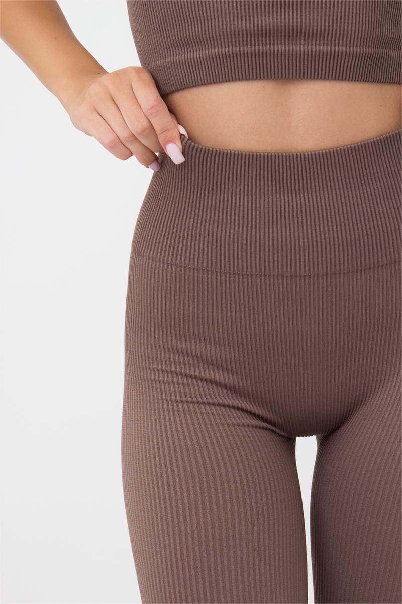 Seamless Ribbed Scrunch Leggings in Brown