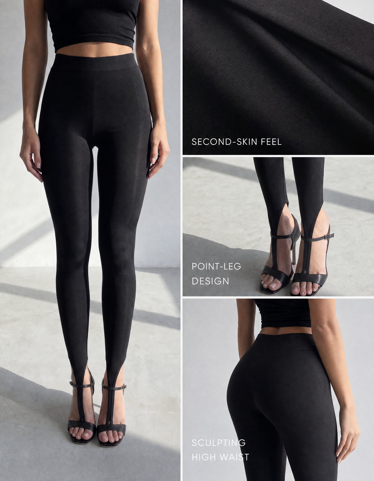 Focus Contour Point-Leg Leggings in Black