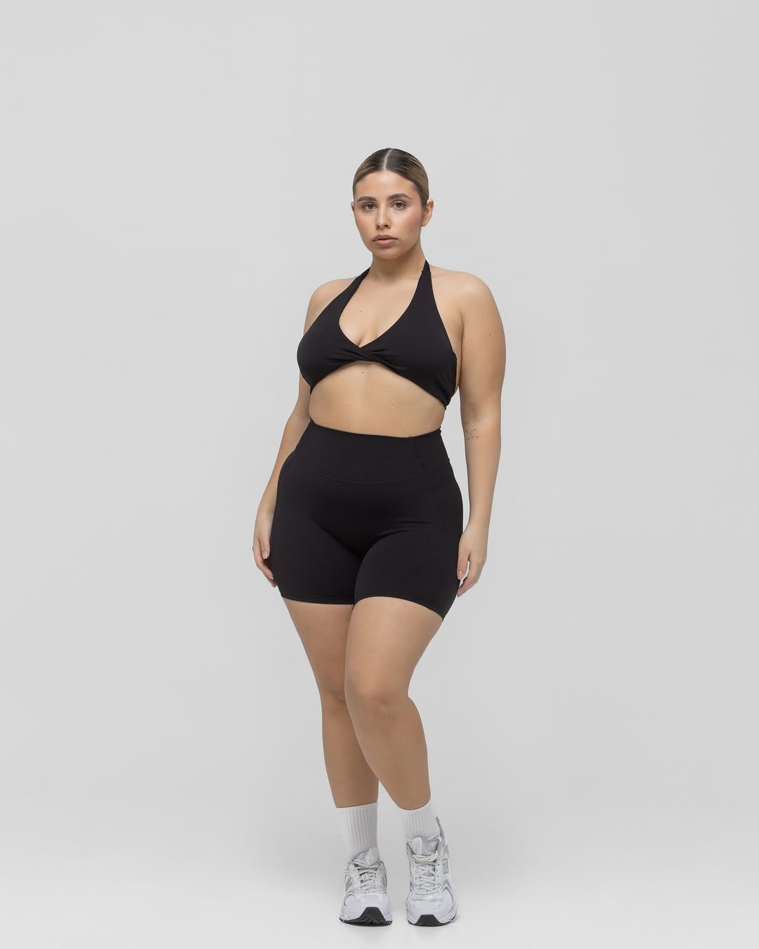Pantera Halter Top & High-Waist Cycling Shorts in Black