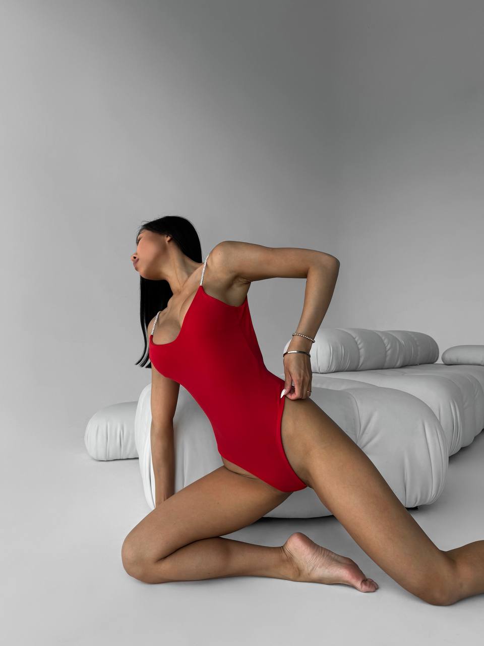 Miami Shiny Straps One Piece in Red
