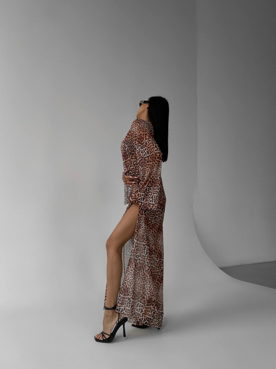 Volcano Maxi Beach Dress in Leopard print