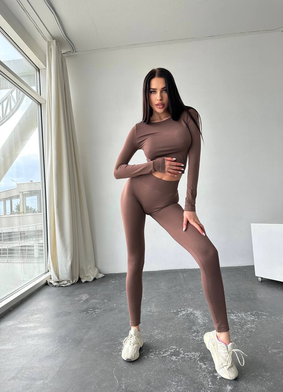 Seamless High Waist Leggings in Brown