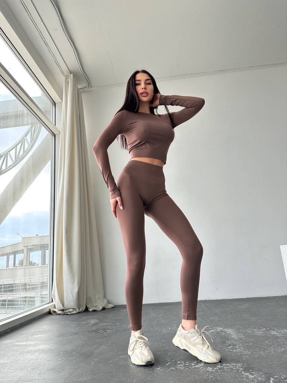 Seamless High Waist Leggings in Brown