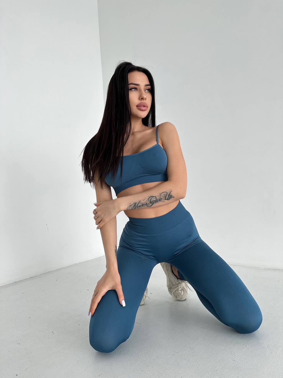 Seamless High Waist Leggings in Slate Blue