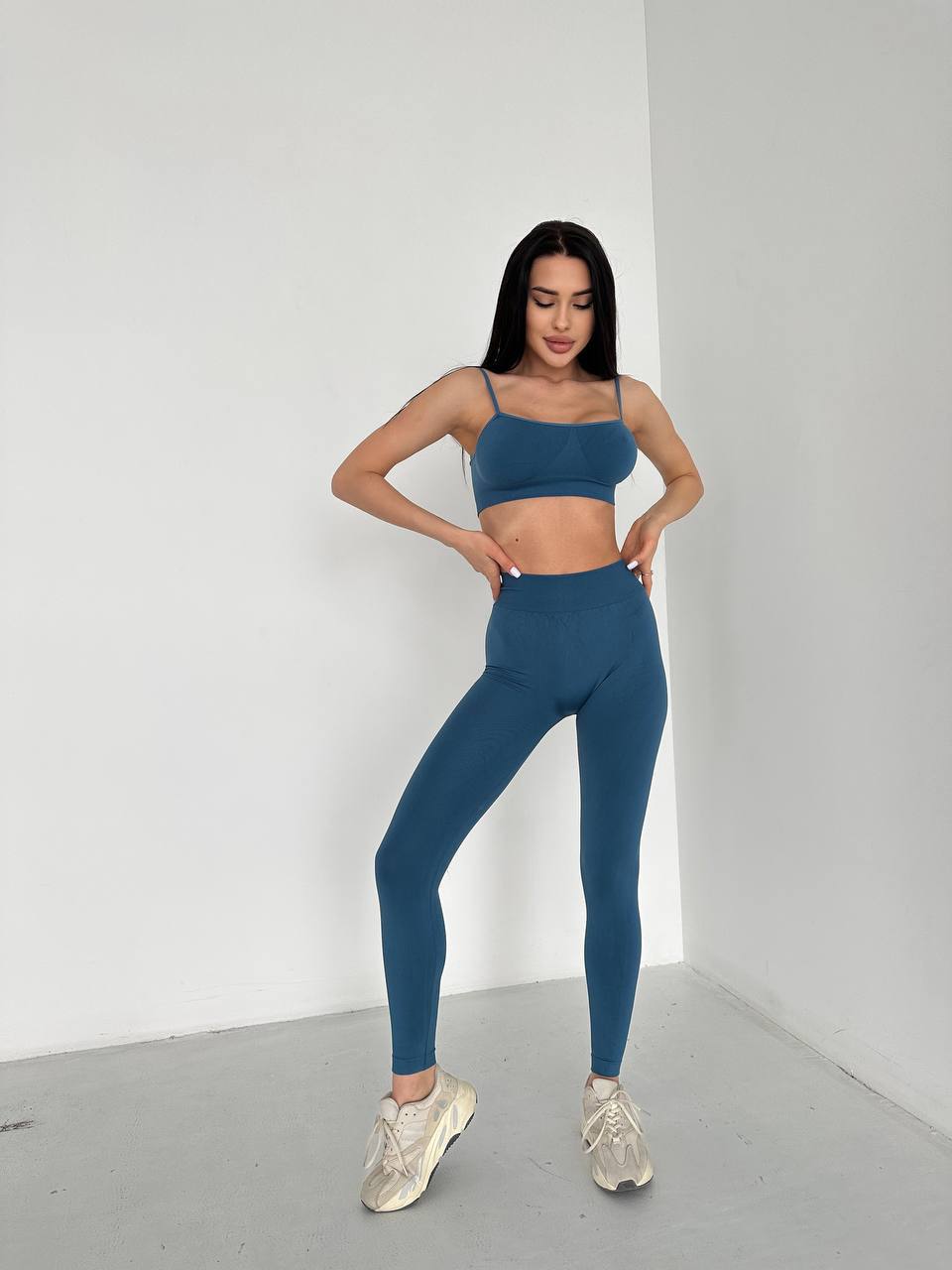 Seamless High Waist Leggings in Slate Blue