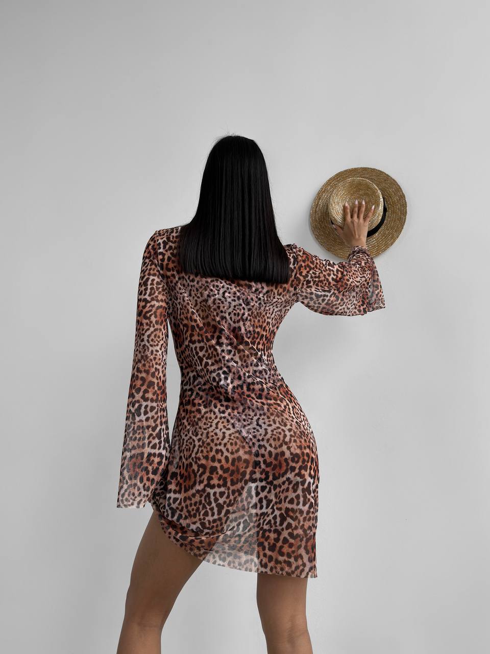 Volcano Mini Beach Dress in Leopard print