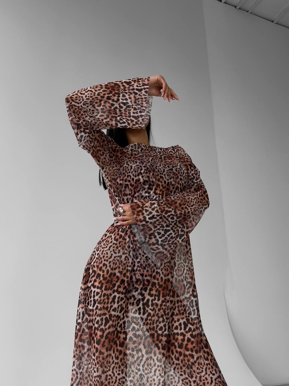 Volcano Maxi Beach Dress in Leopard print