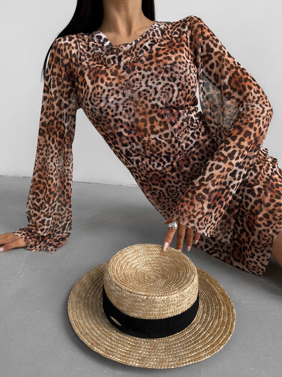 Volcano Mini Beach Dress in Leopard print