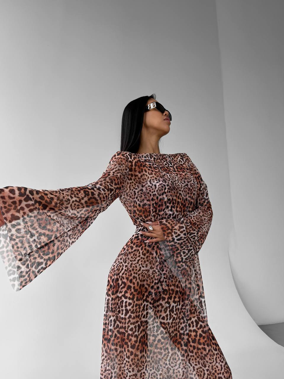 Volcano Maxi Beach Dress in Leopard print