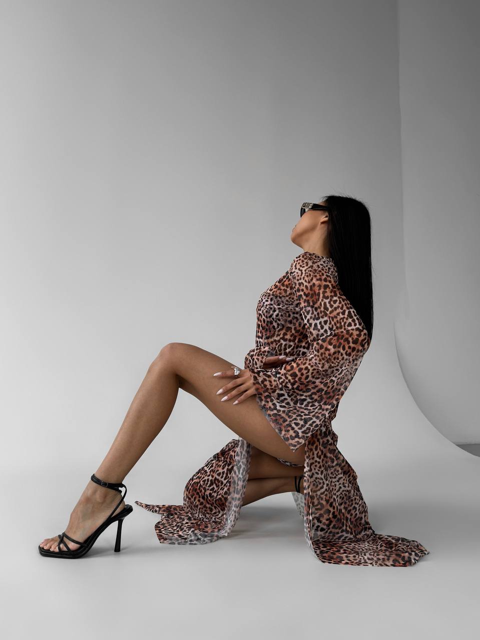 Volcano Maxi Beach Dress in Leopard print