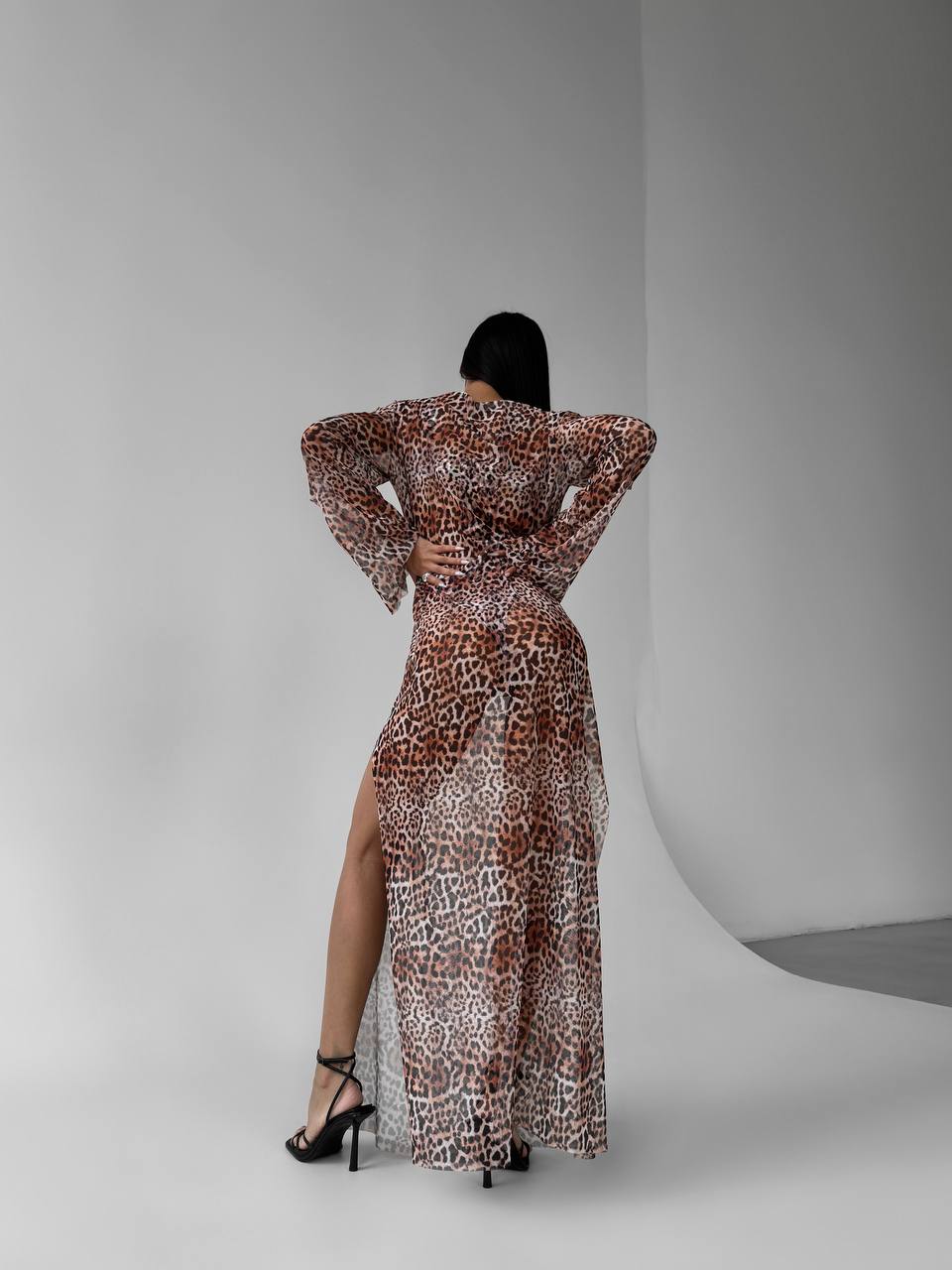 Volcano Maxi Beach Dress in Leopard print