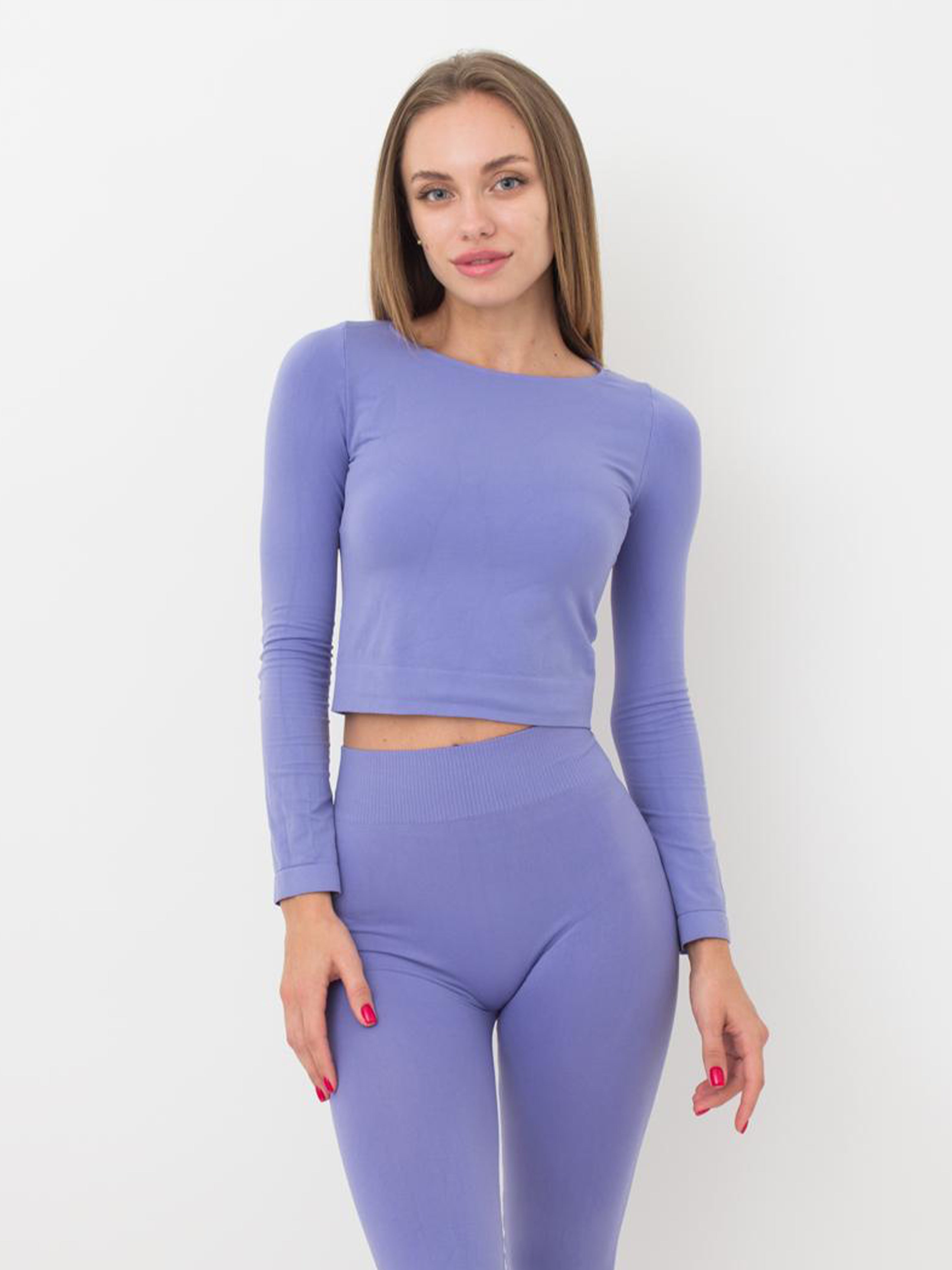 Seamless Cropped Long Sleeve Top in Violet