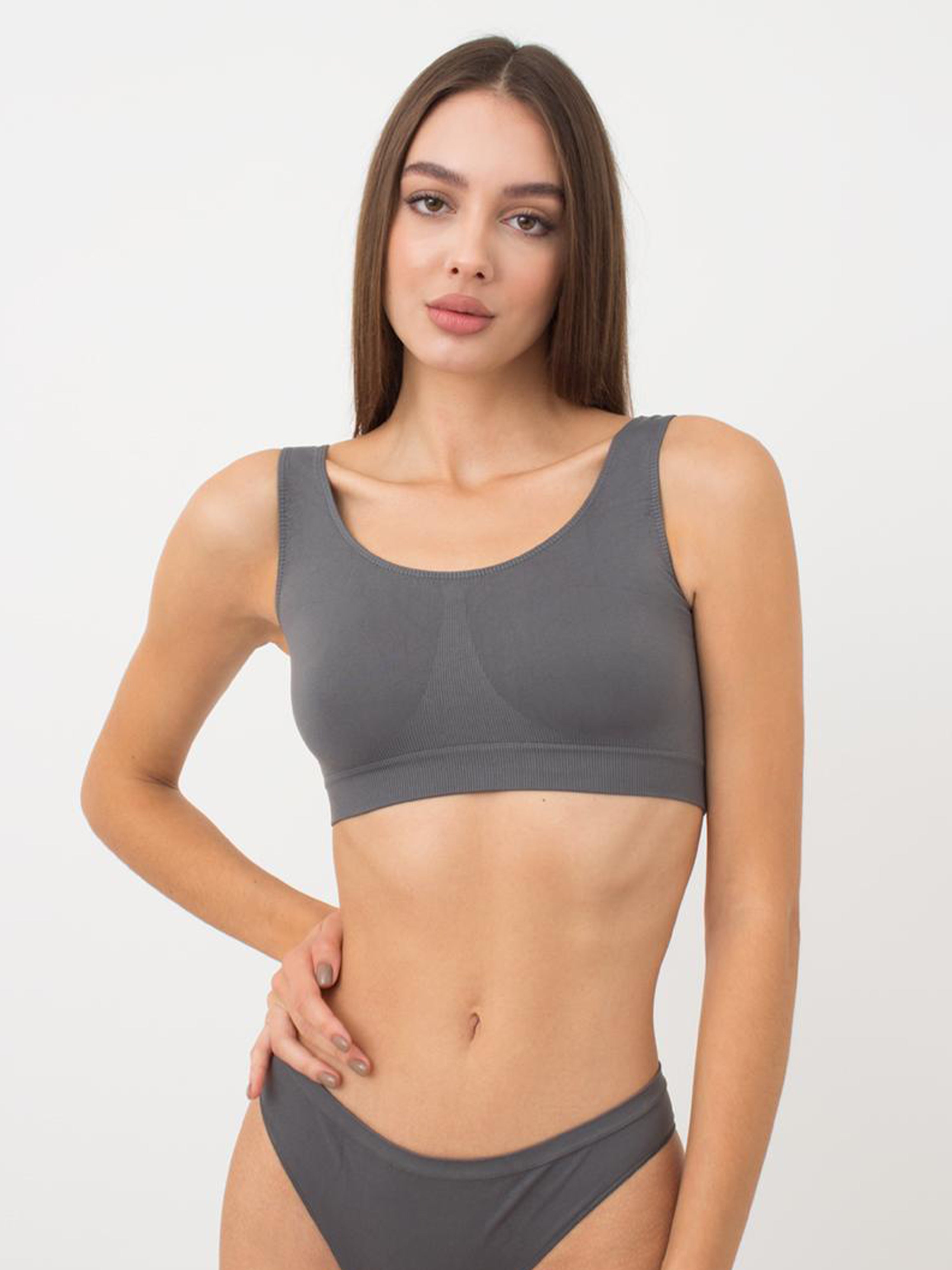 Seamless Wellness Bra in Dark Gray