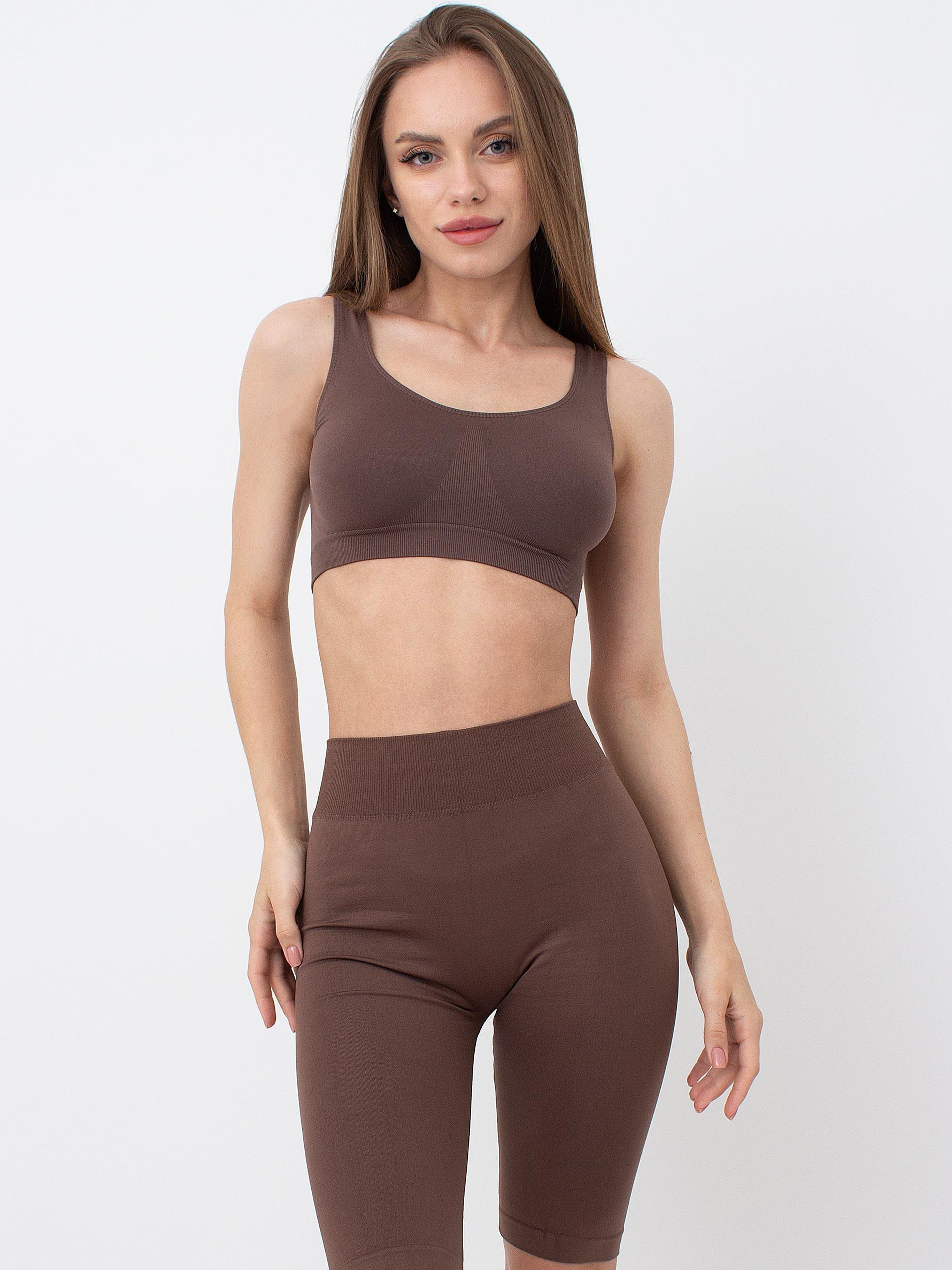 Seamless Above Knee Bike Shorts in Brown