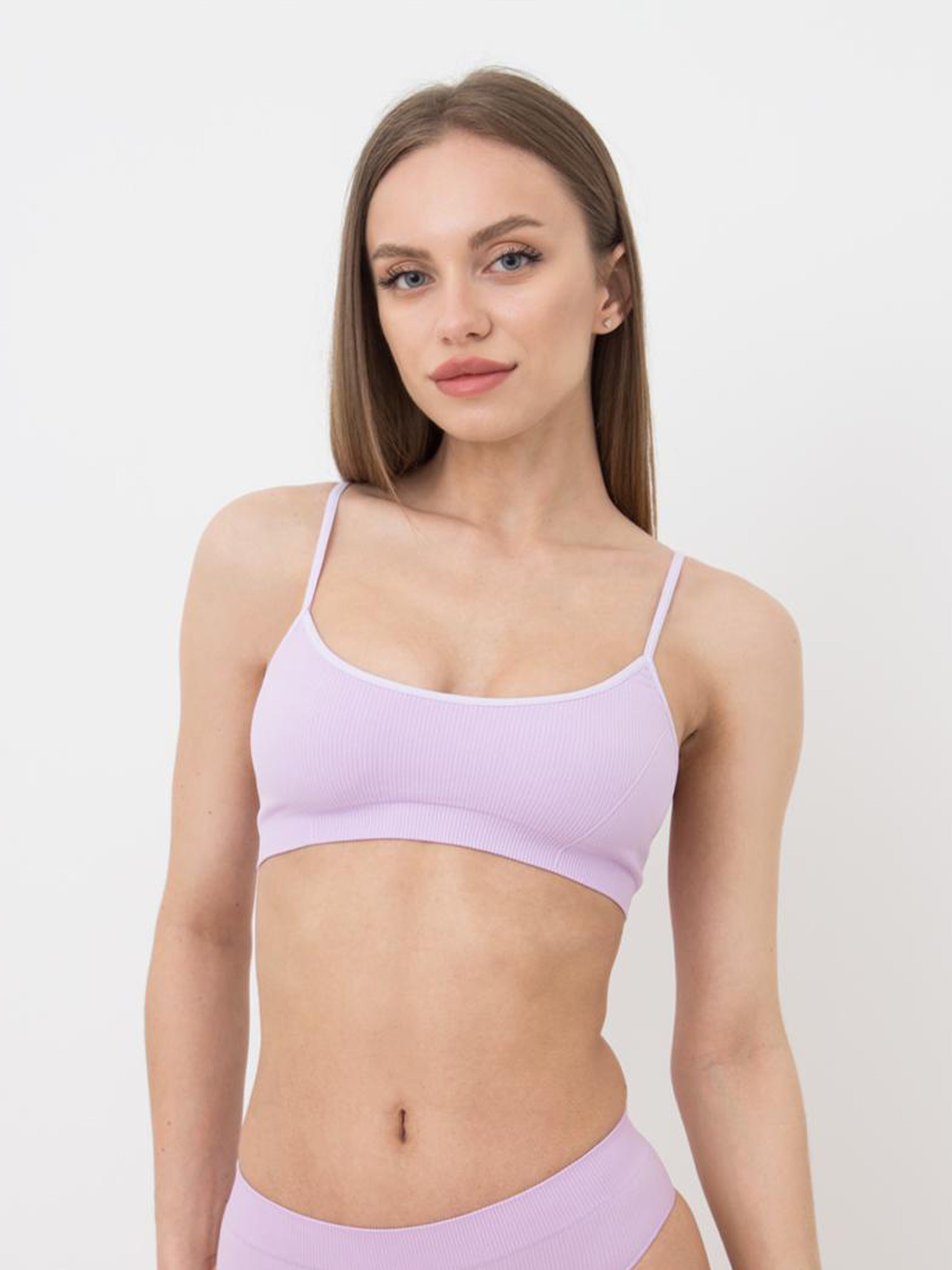 Seamless Ribbed Cami Bra in Light Purple