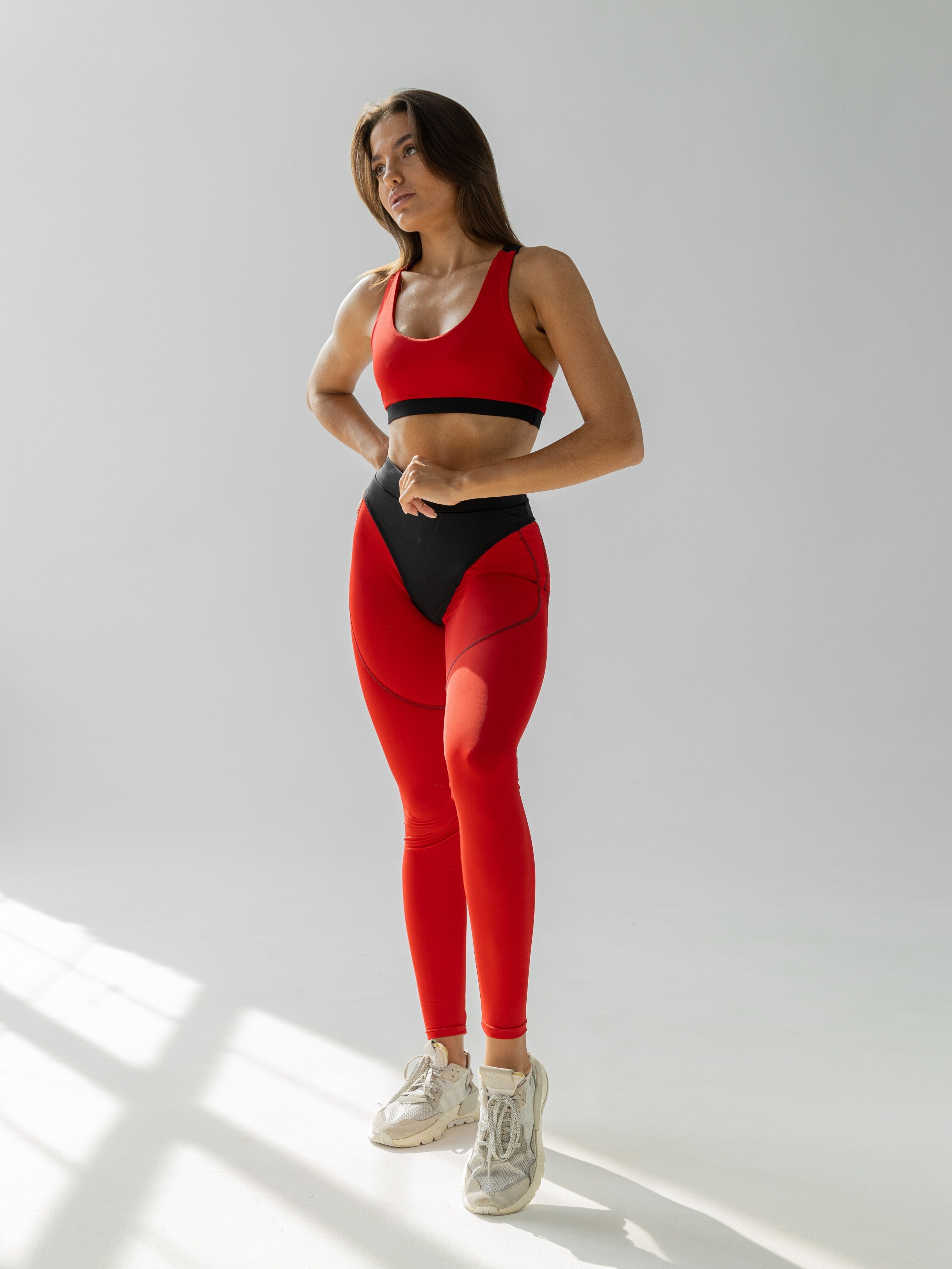 GalaxyX Push Up Contrast Contour Seam Leggings in Red