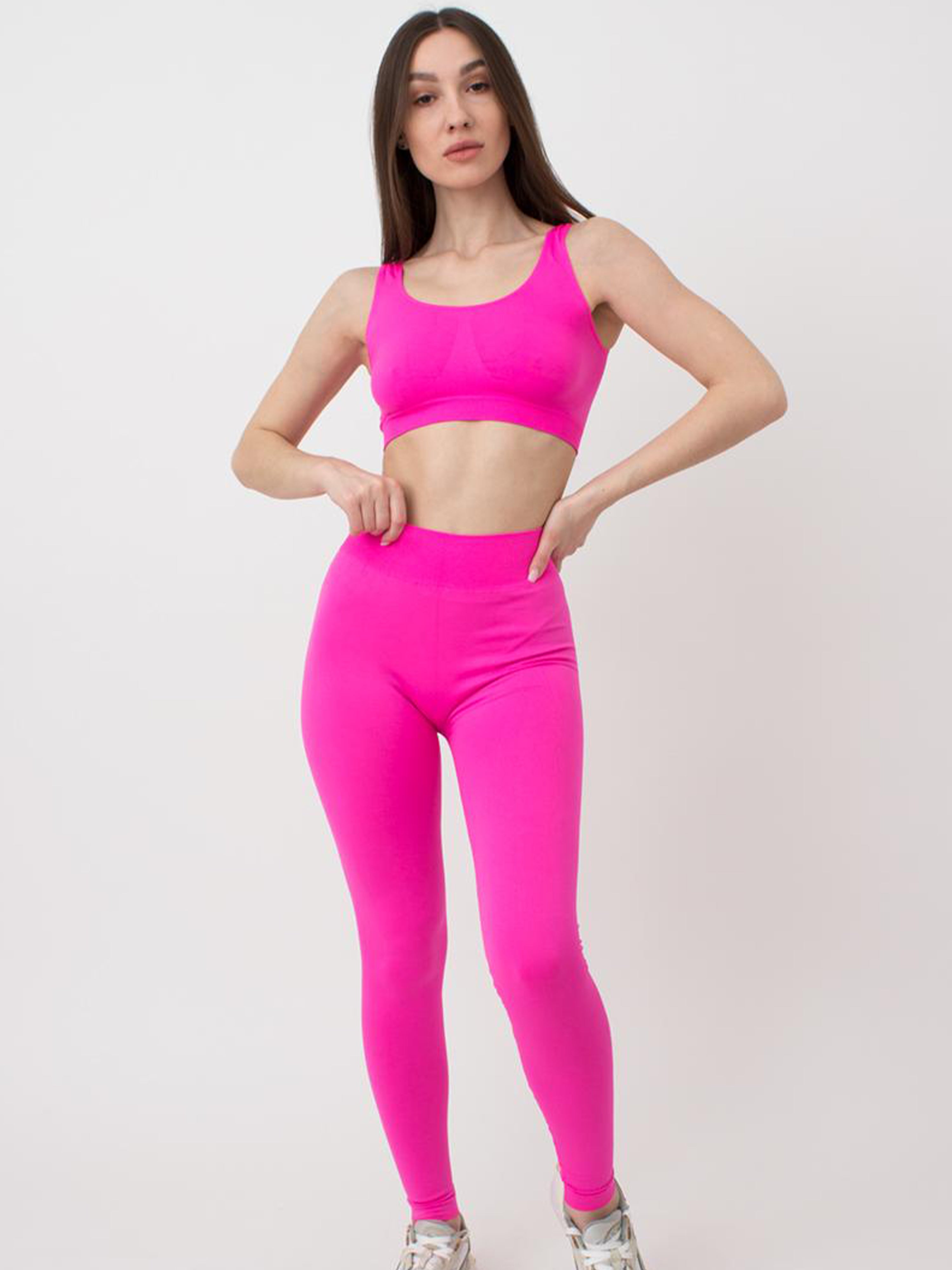 Seamless High Waist Leggings in Neon Pink