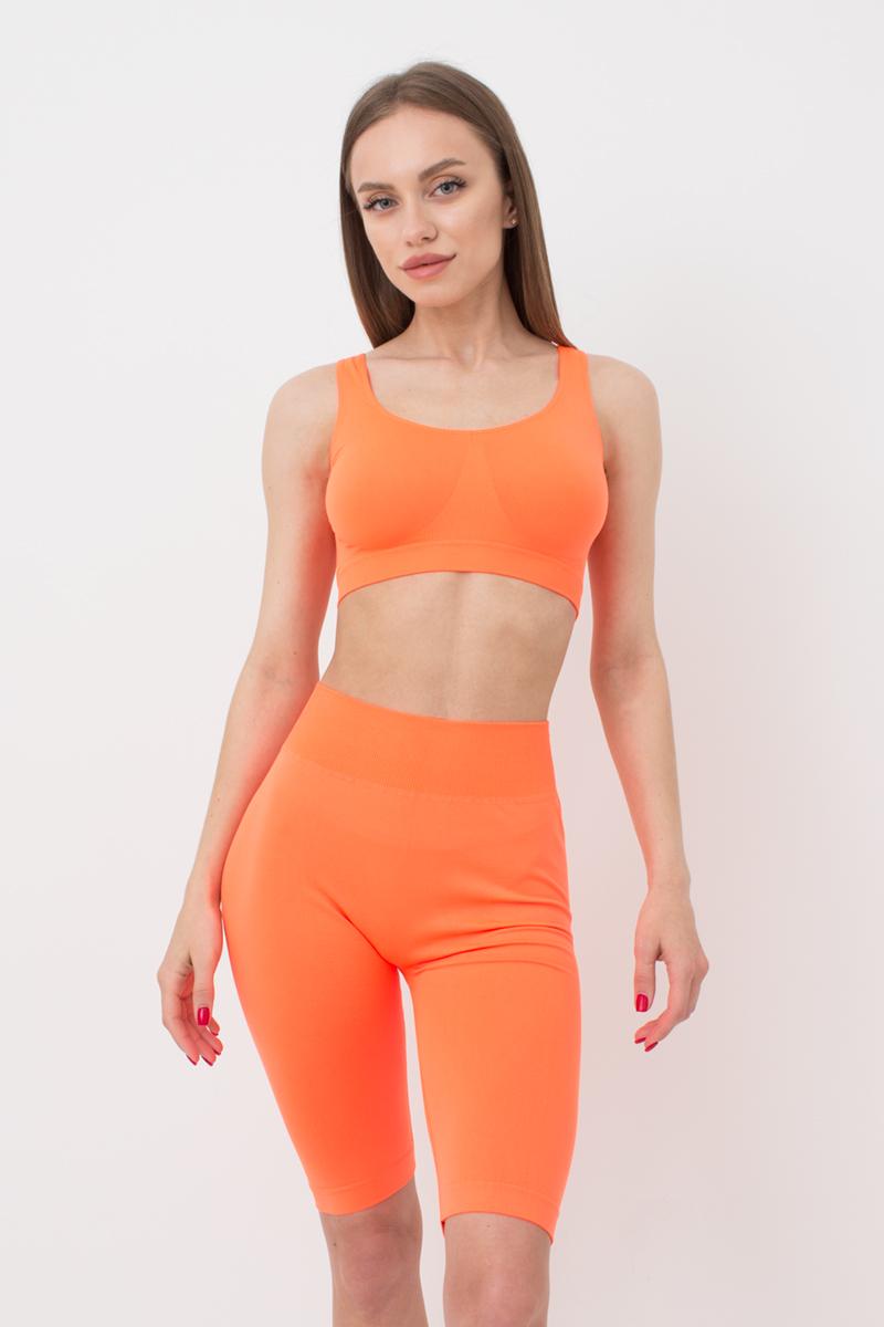 Seamless Above Knee Bike Shorts in Neon Orange