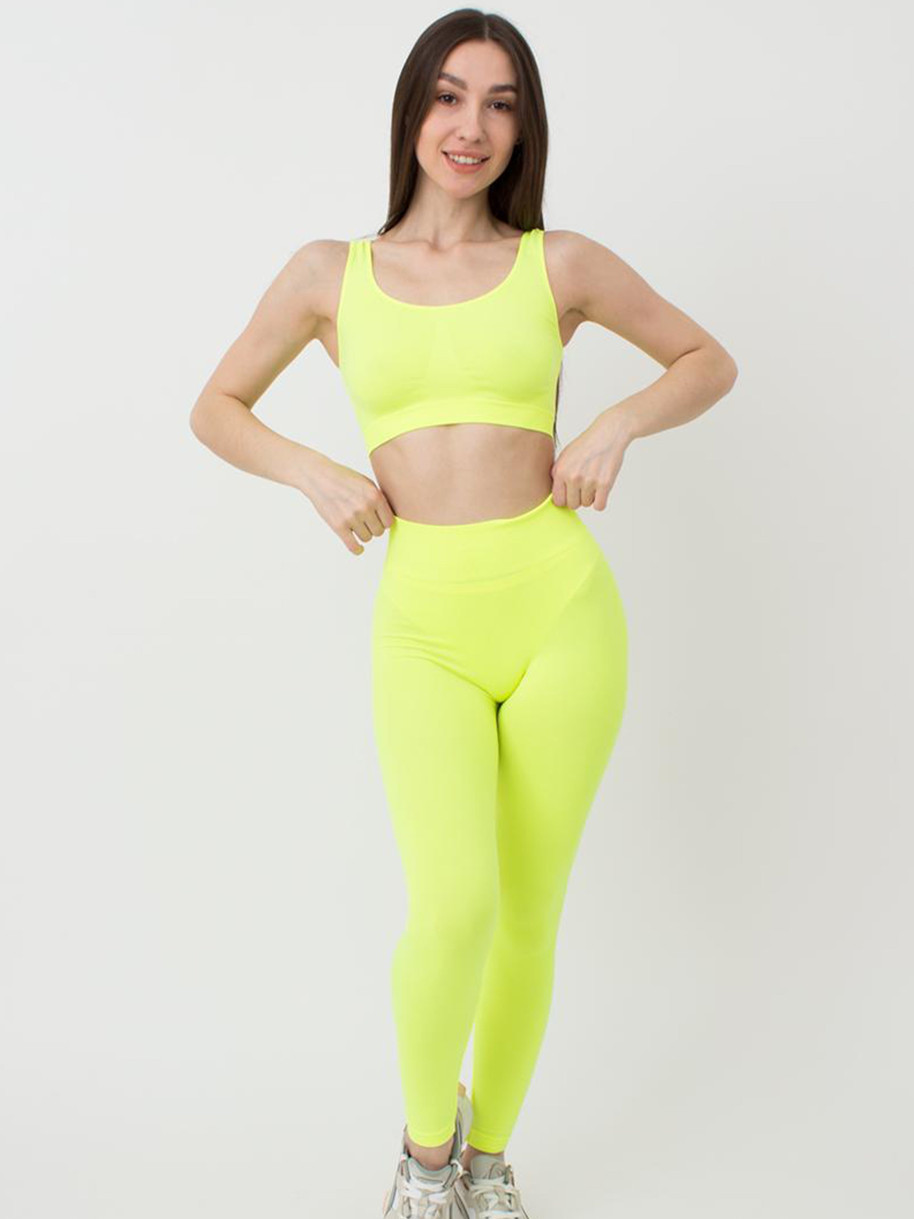 Seamless High Waist Leggings in Neon Yellow