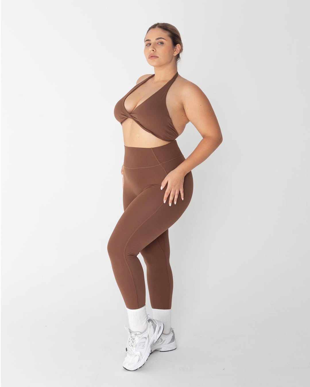 Nyx High-Waist Basic Leggings in Brown