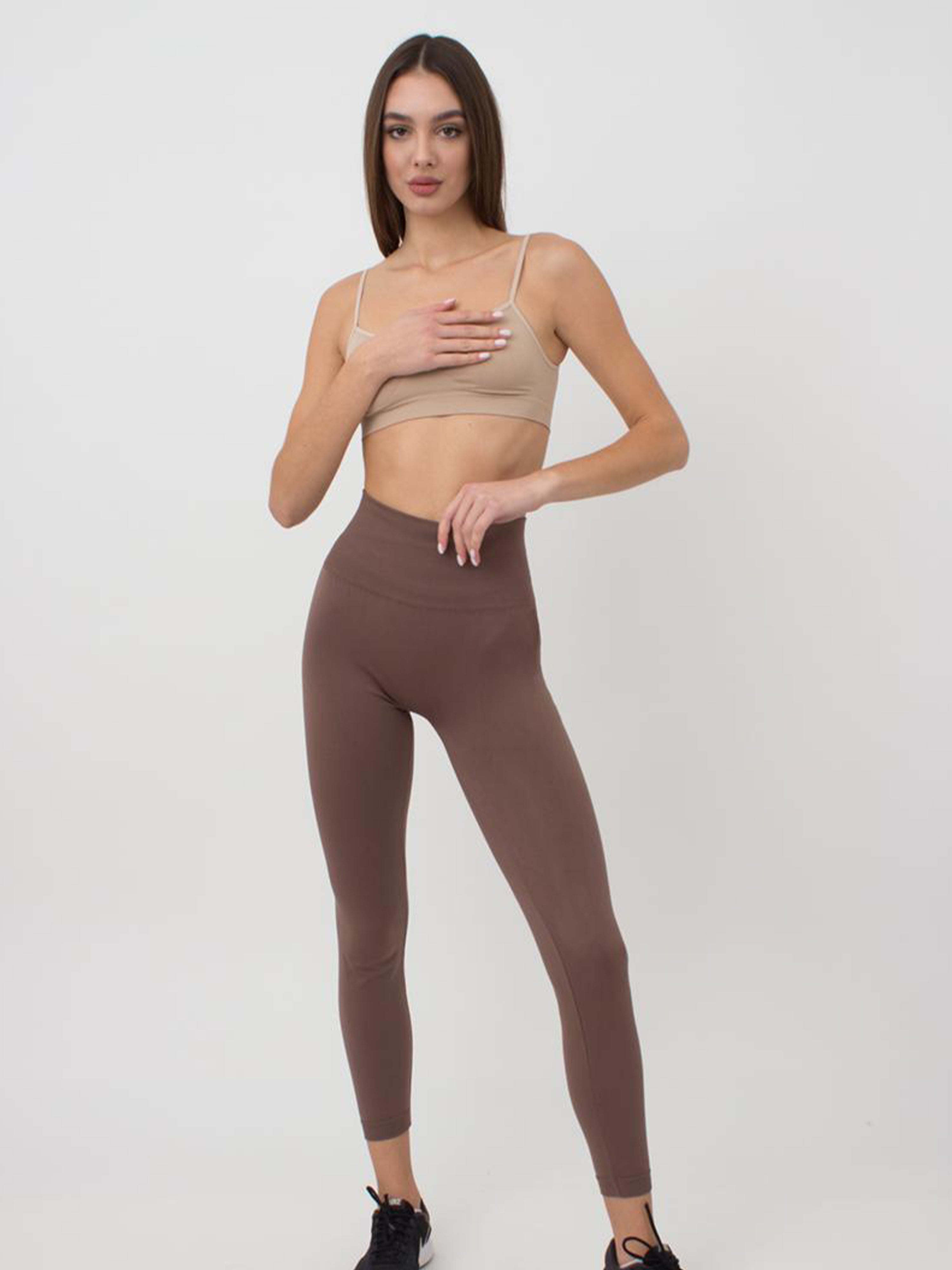 Seamless High Waist Leggings in Brown