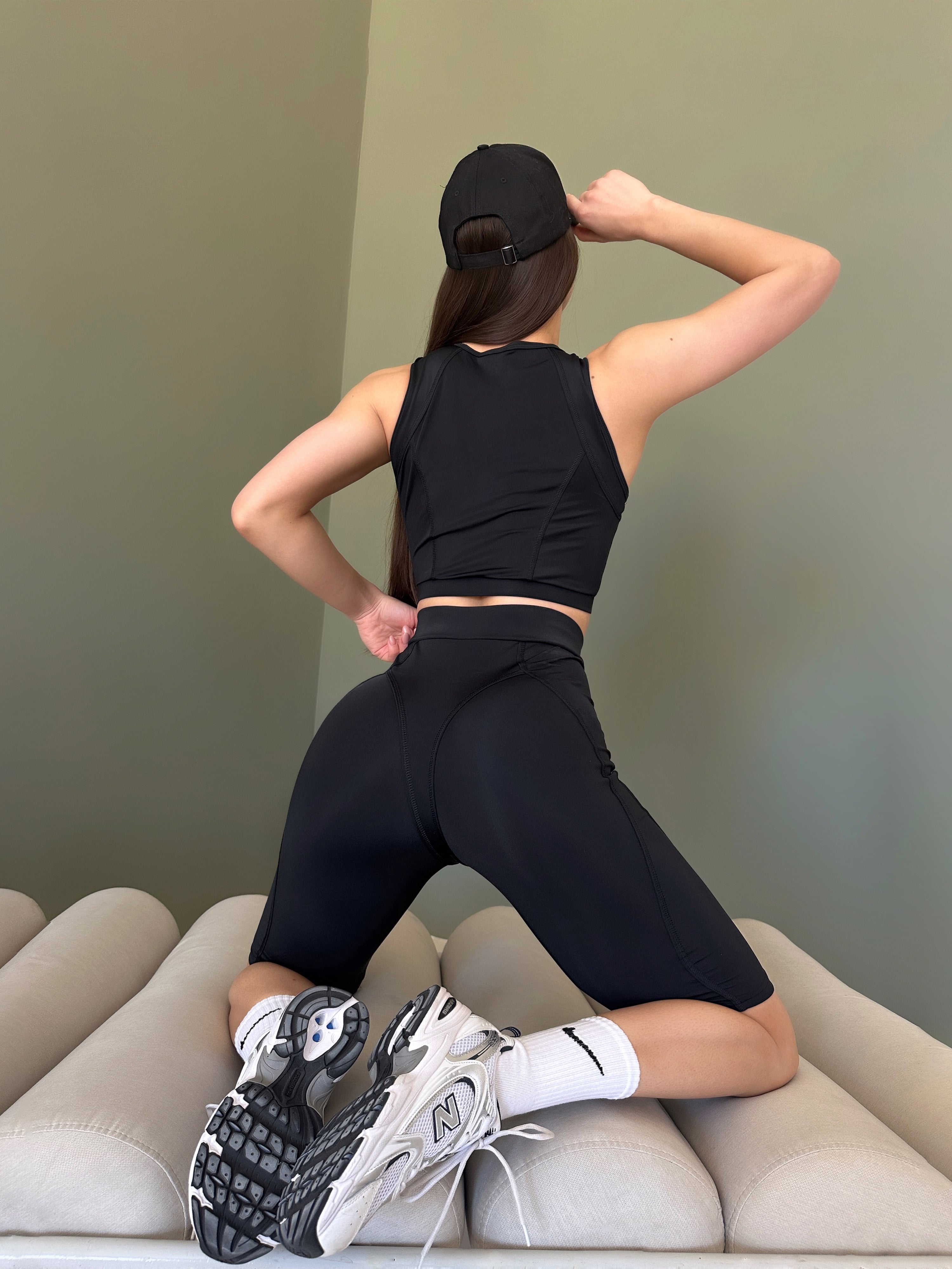 Galaxy Sculpt Decorative Seam Bike Shorts in Black