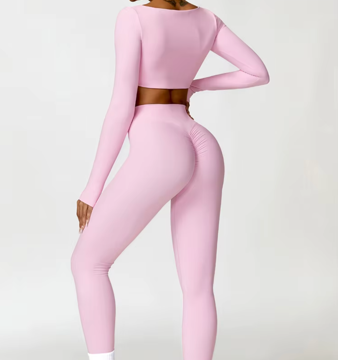 Femme High-Waist Scrunch Leggings in Baby Pink