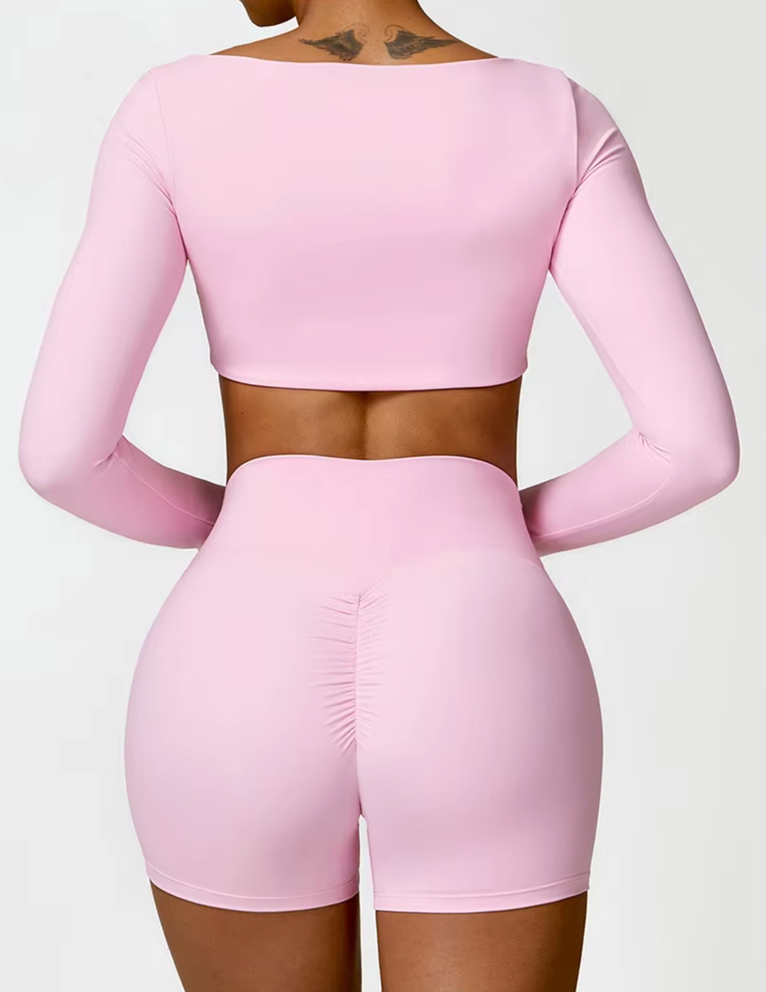 Femme Long-Sleeve Crop Top in Baby Pink
