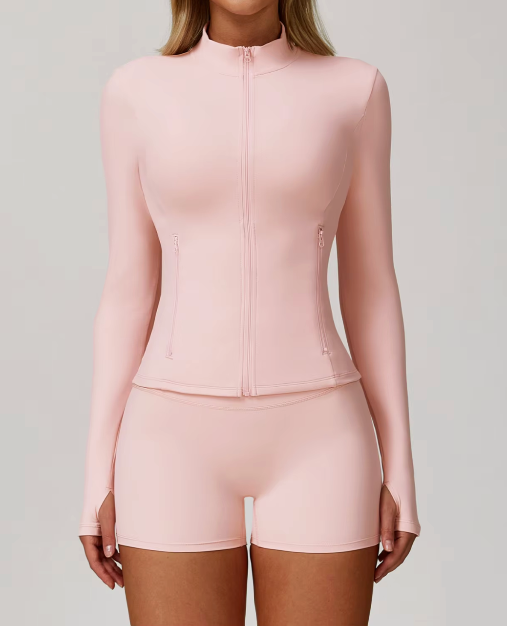 Candy Contour High-Waist Shorts in Light Peach
