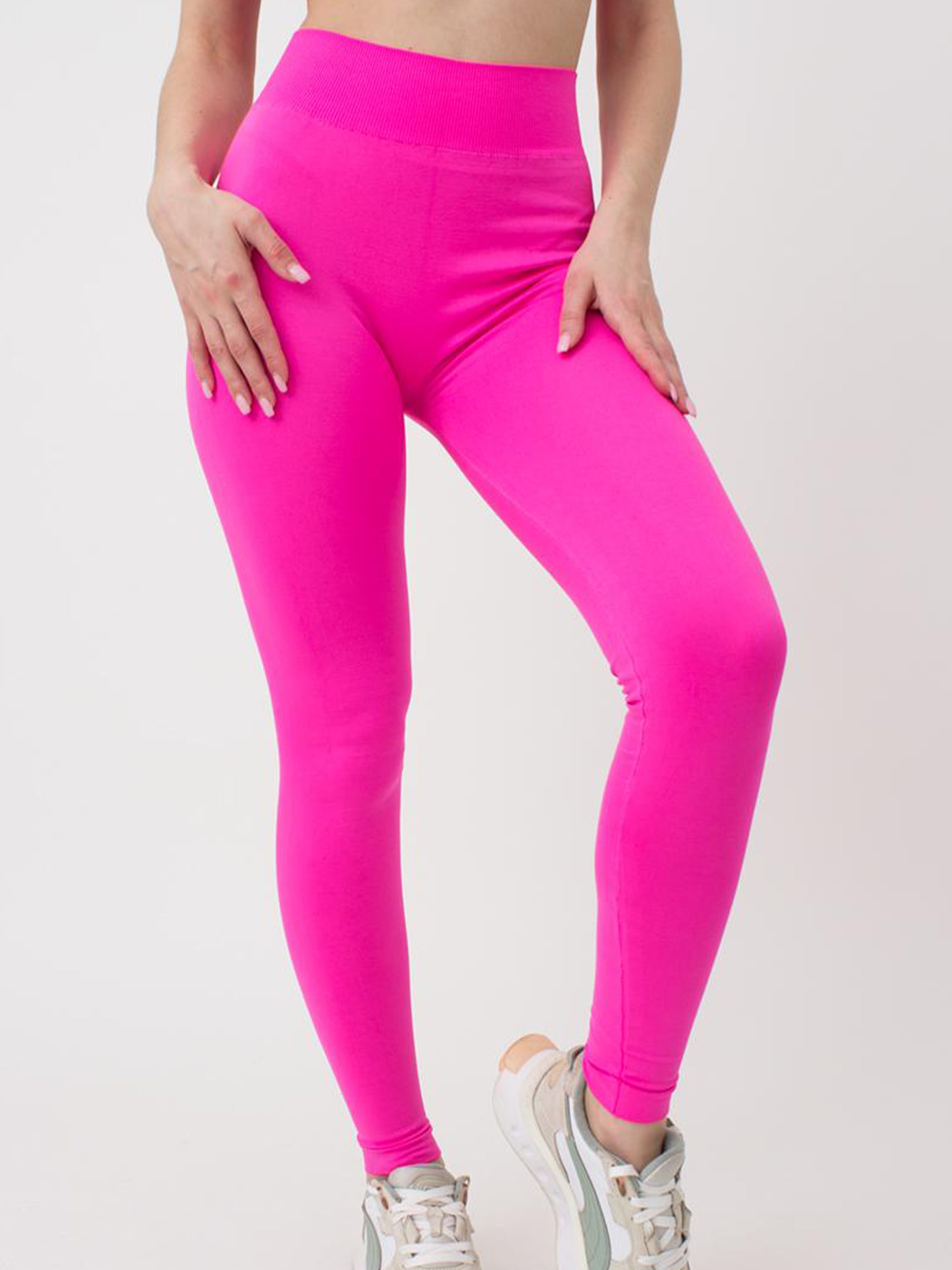 Seamless High Waist Leggings in Neon Pink