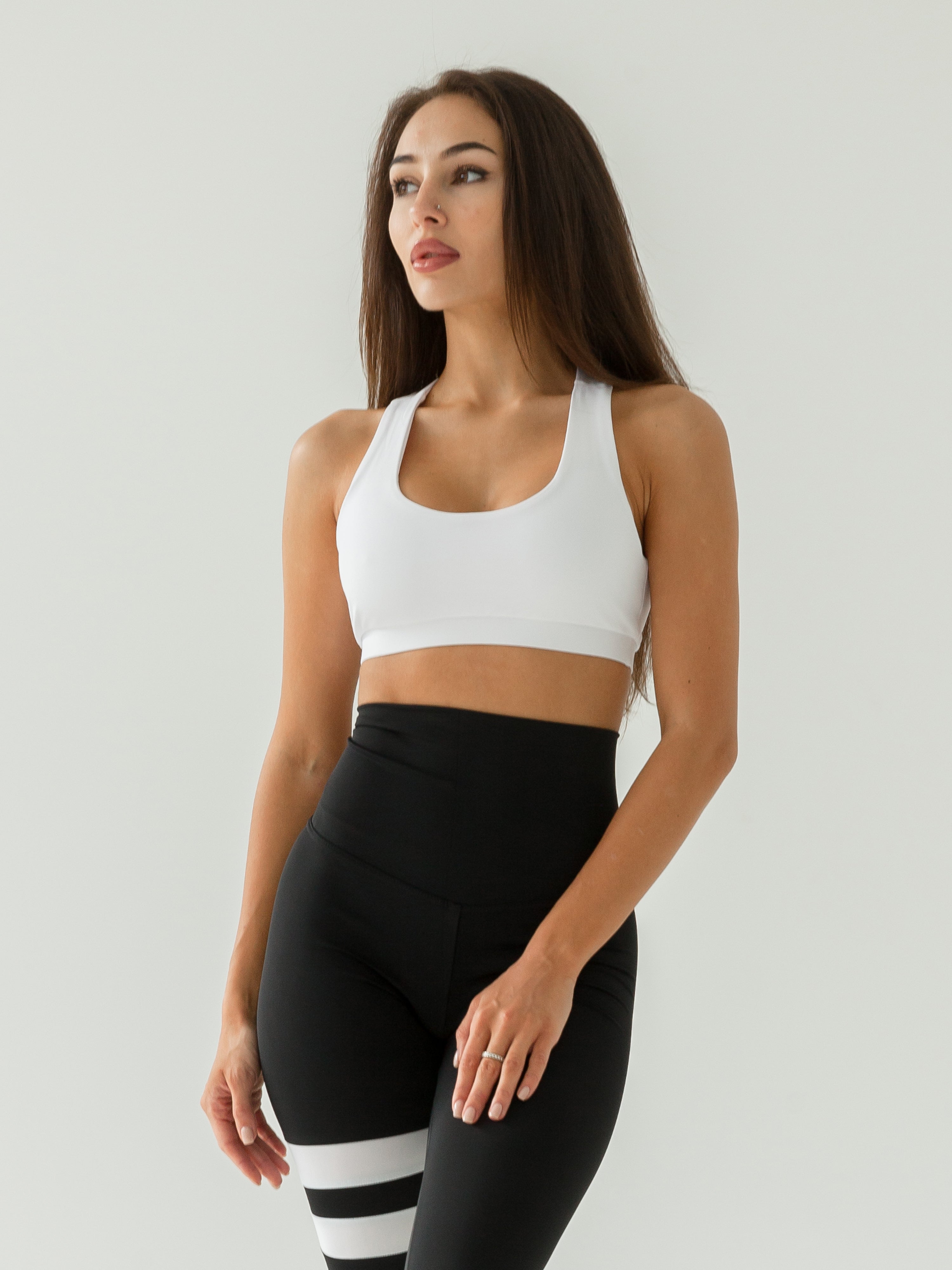 GalaxyS Racerback Sports Bra in White