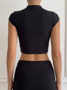 Tokyo Hook and Eye Crop Top in Black