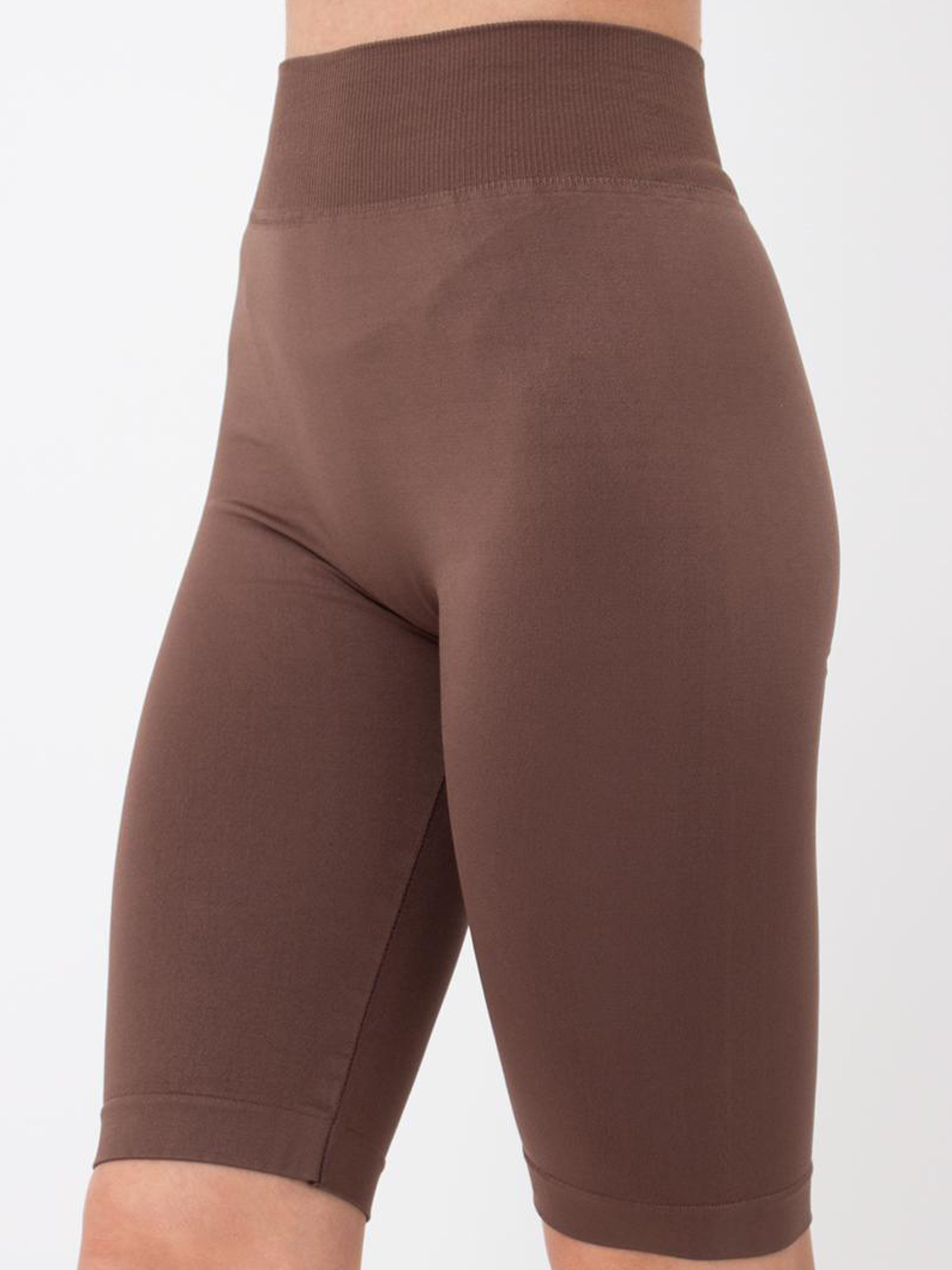 Seamless Above Knee Bike Shorts in Brown