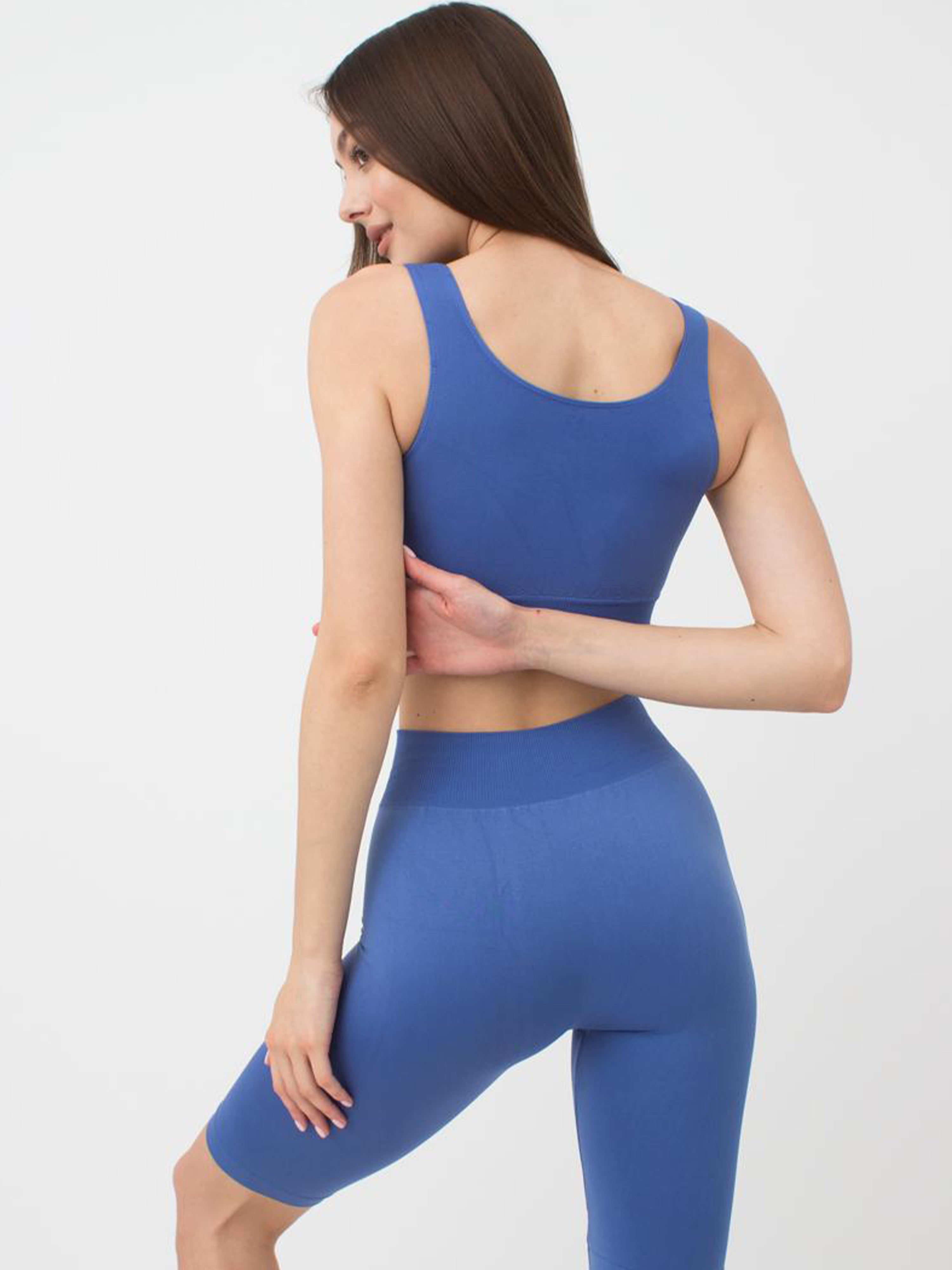 Seamless Above Knee Bike Shorts in Blue