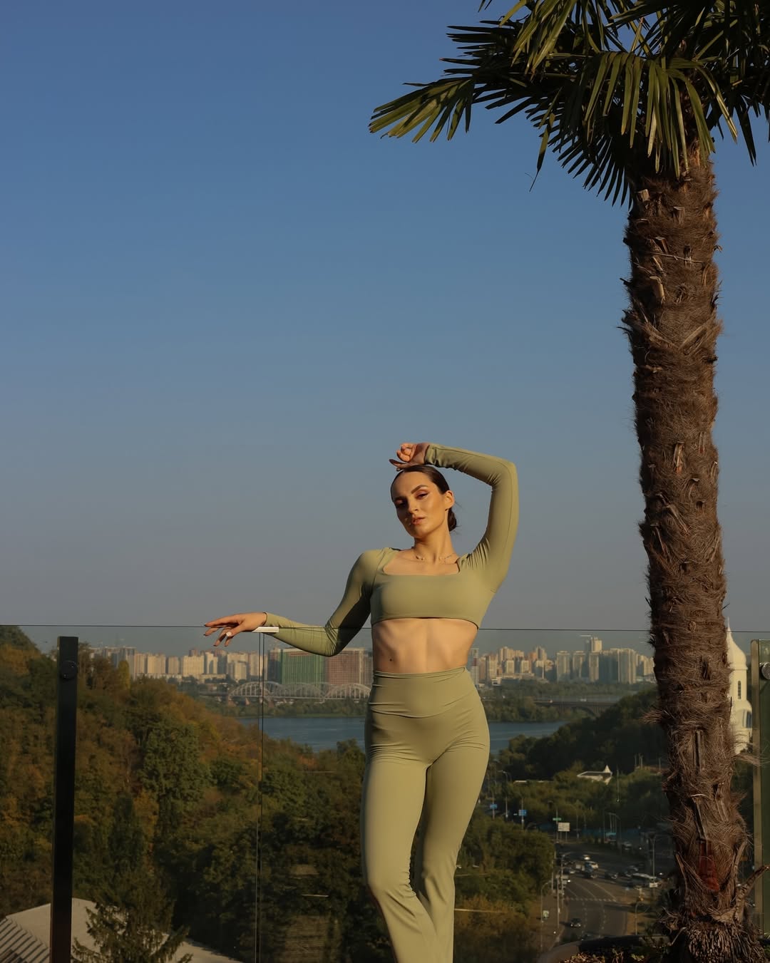 Pantera Long-Sleeve Crop Top in Khaki