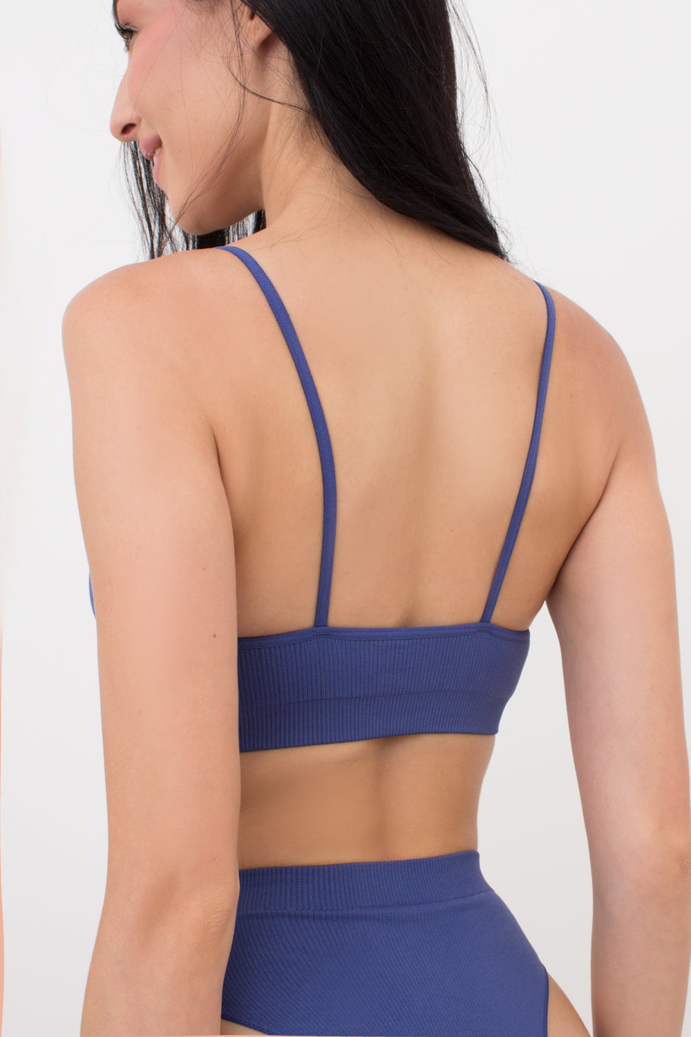 Seamless Ribbed Cami Bra in Indigo