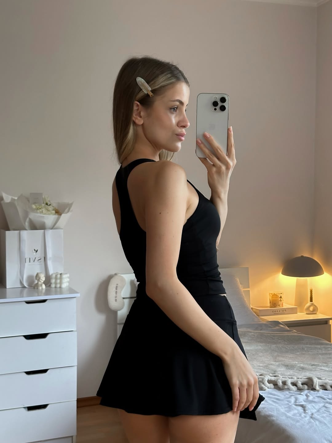 Doll High-Waist Sports Skort in Black