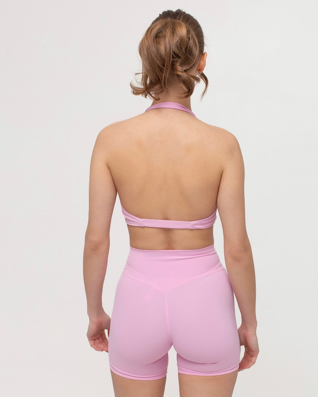 Pantera Halter Top & High-Waist Cycling Shorts in Baby Pink