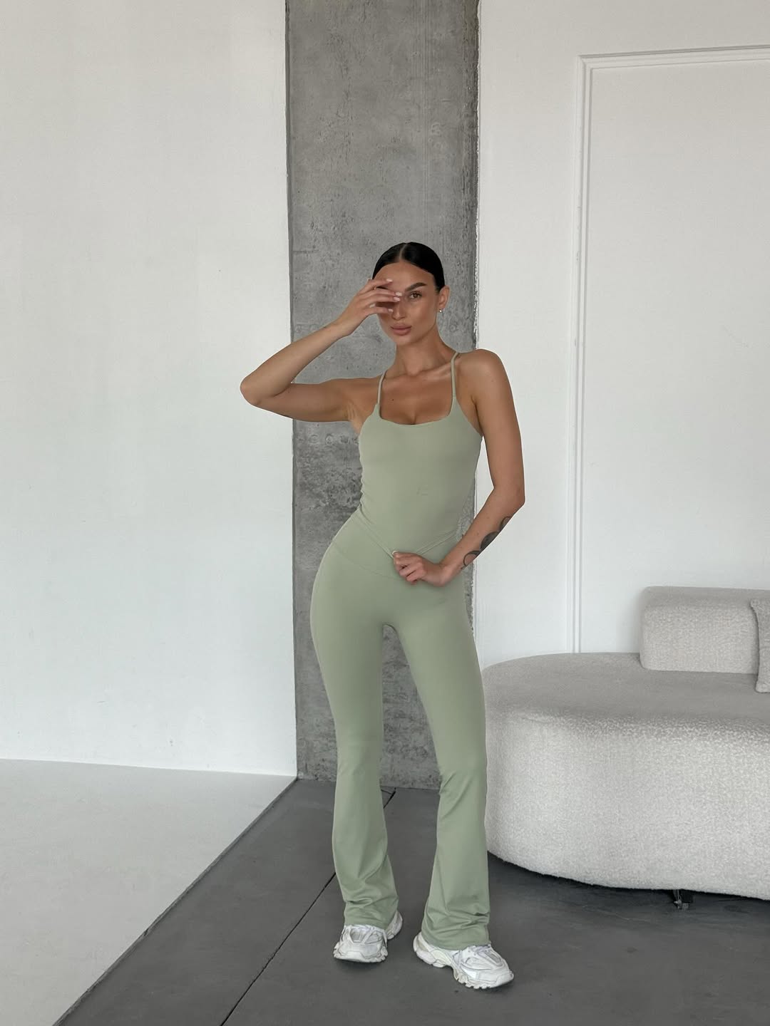 Diva Strappy Built-In Bra Tank in Khaki