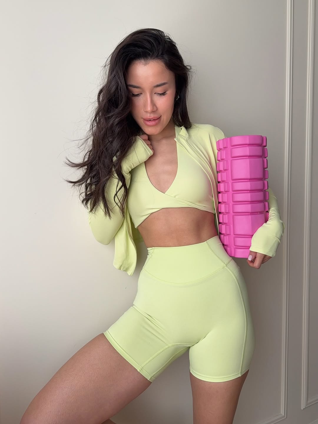 Pantera Zip-Up Long-Sleeve Top in Pastel Yellow