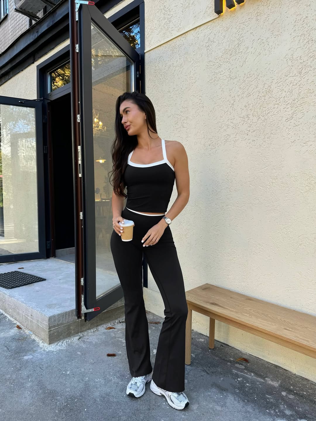Bloom Trim Halter Sports Tank in Black