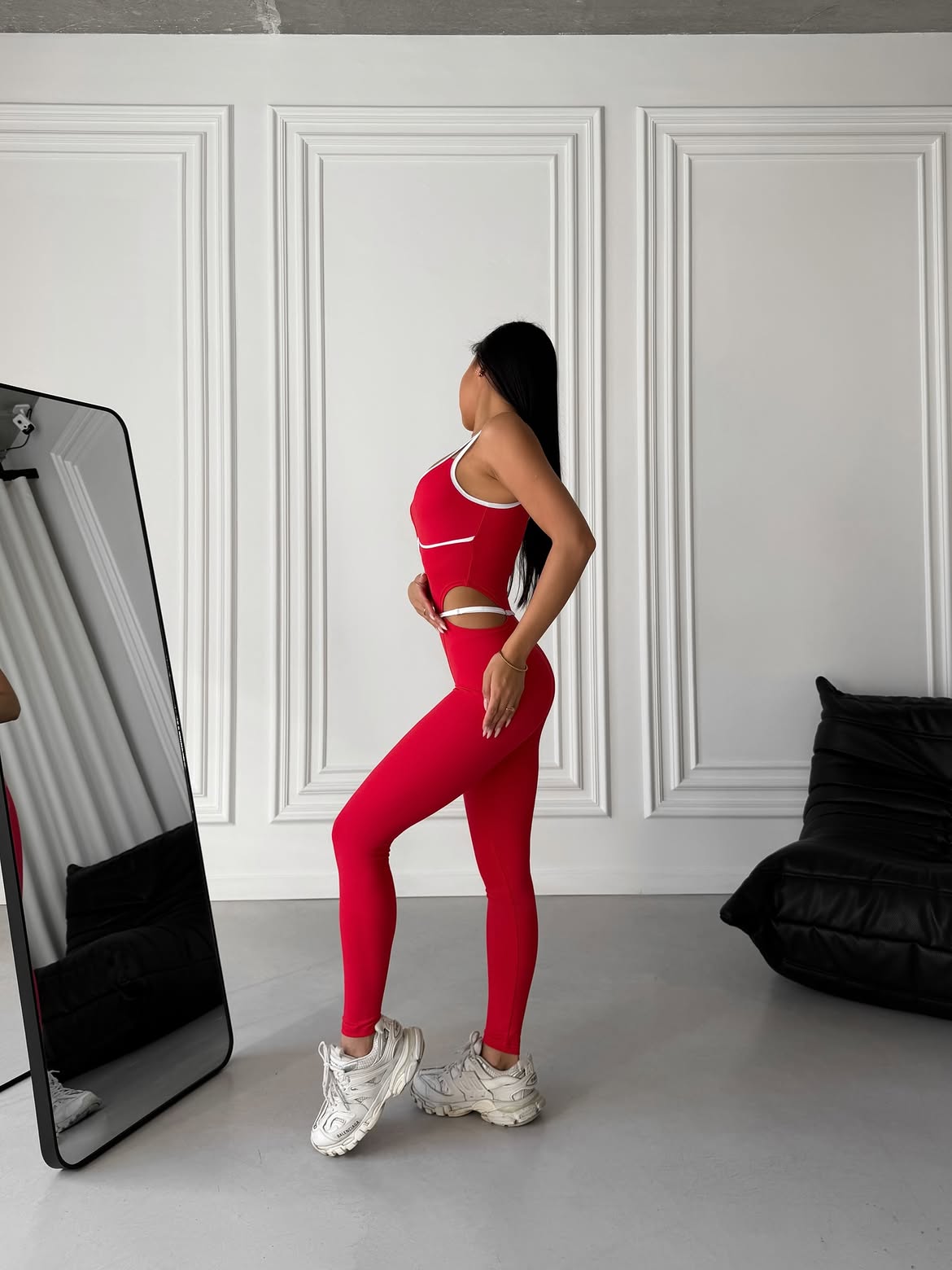 Galaxy Strappy Contour Cut Out Unitard Jumpsuit in Red