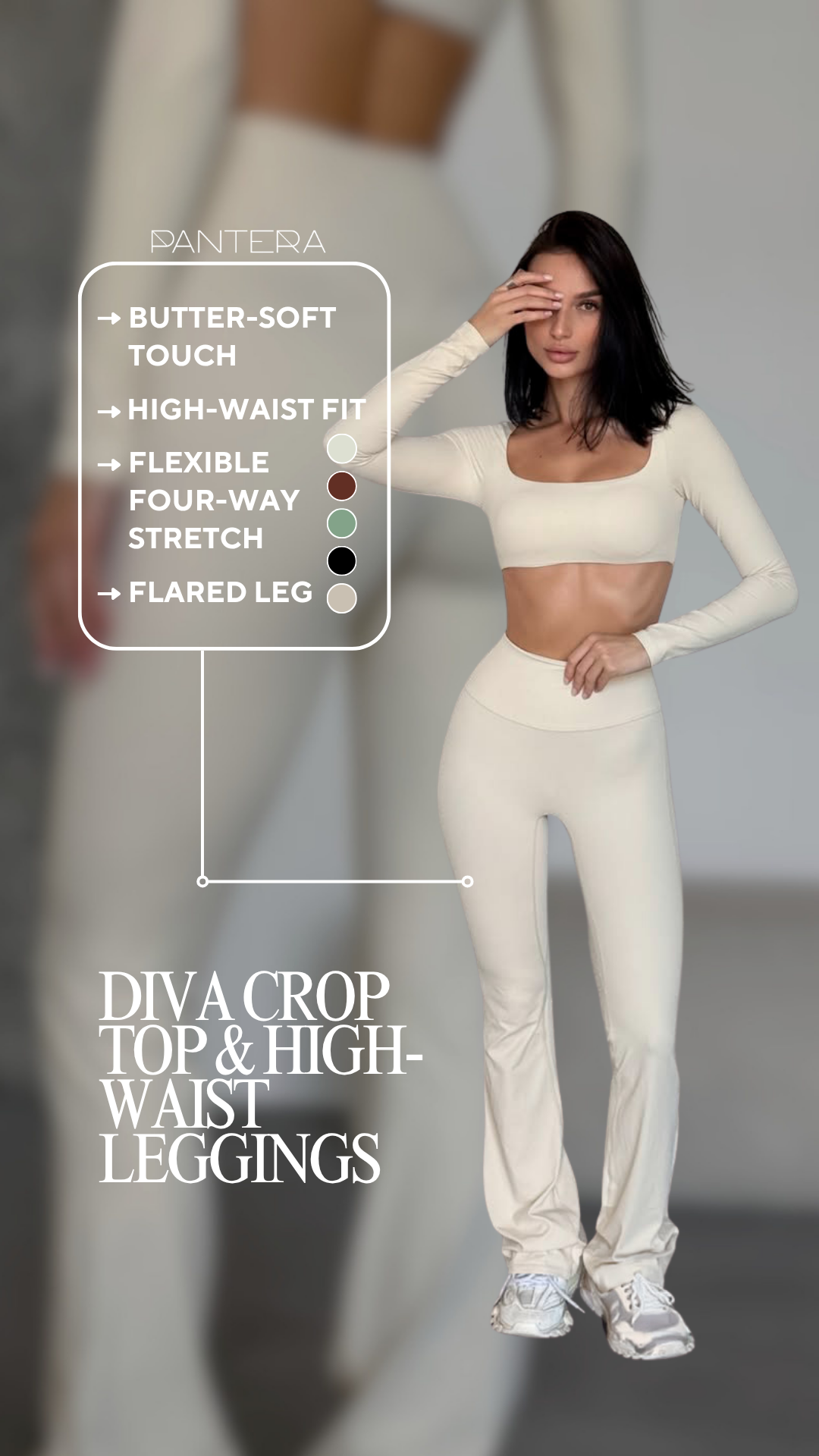 Diva Long-Sleeve Crop Top in Ivory